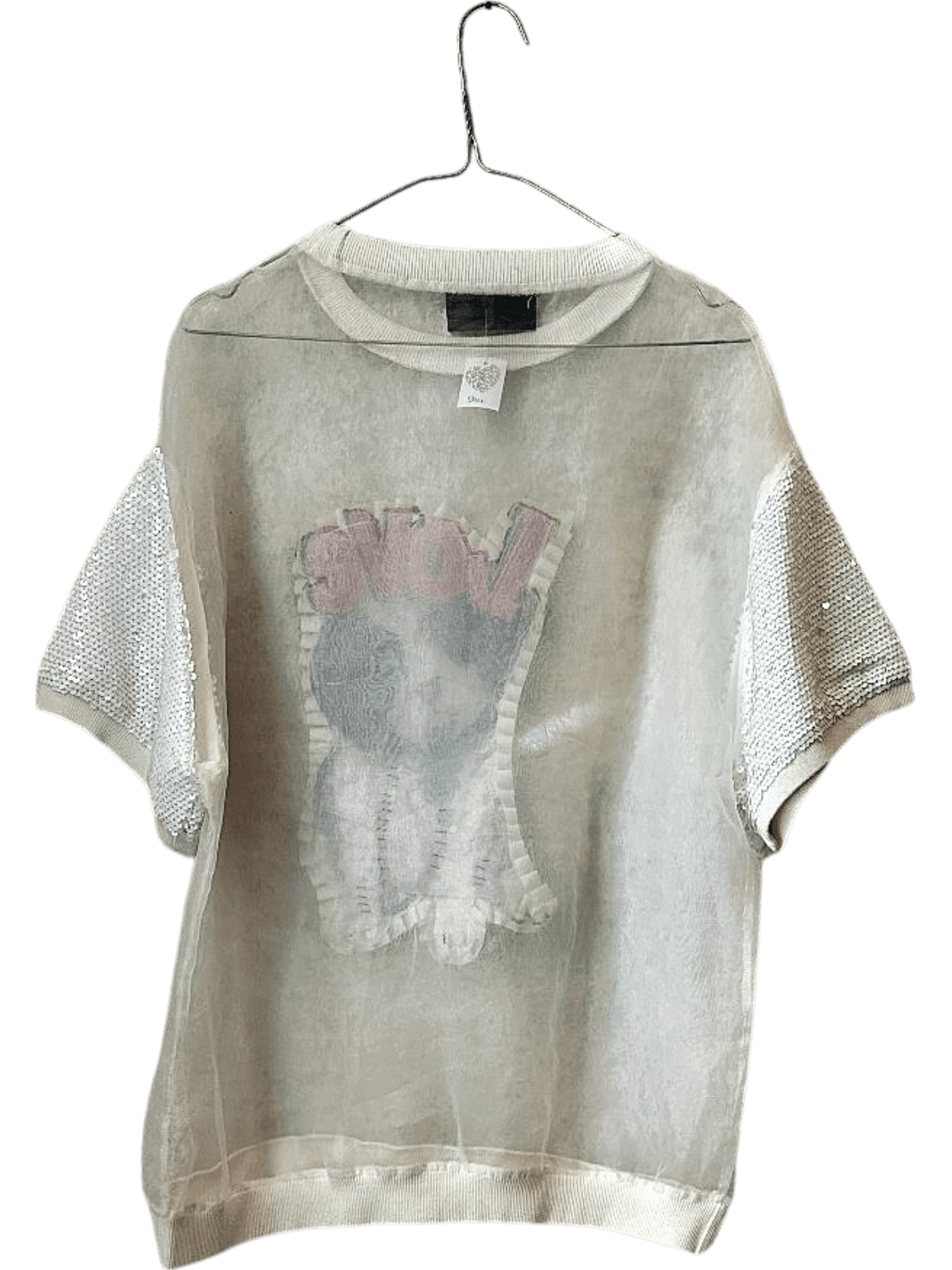 Sequined Cat T-Shirt - Size M 2