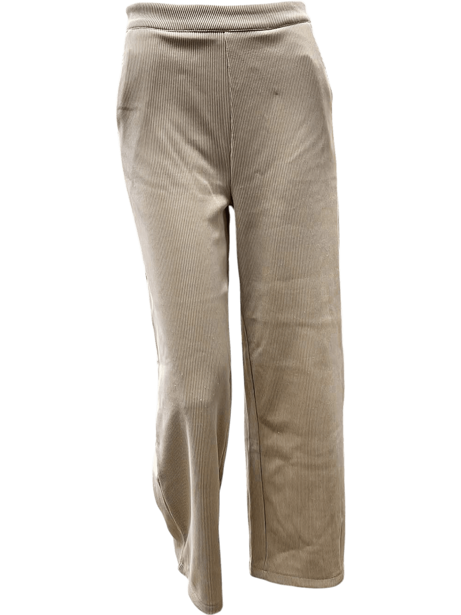 Beige Cord-Hose mit hohem Bund - Elegante Weite Beinform 1