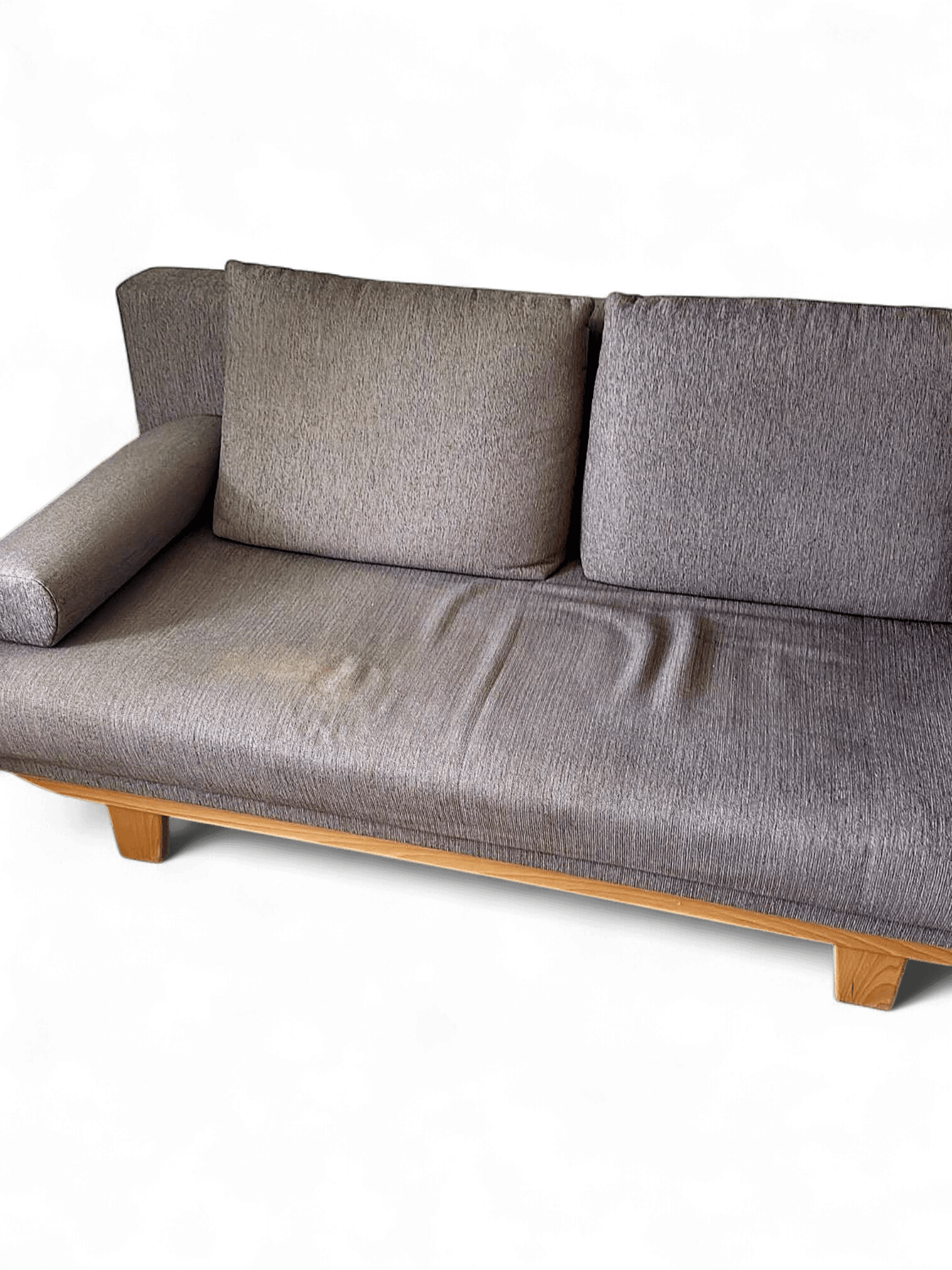Modern Brown Fabric Sofa with Wooden Base 2