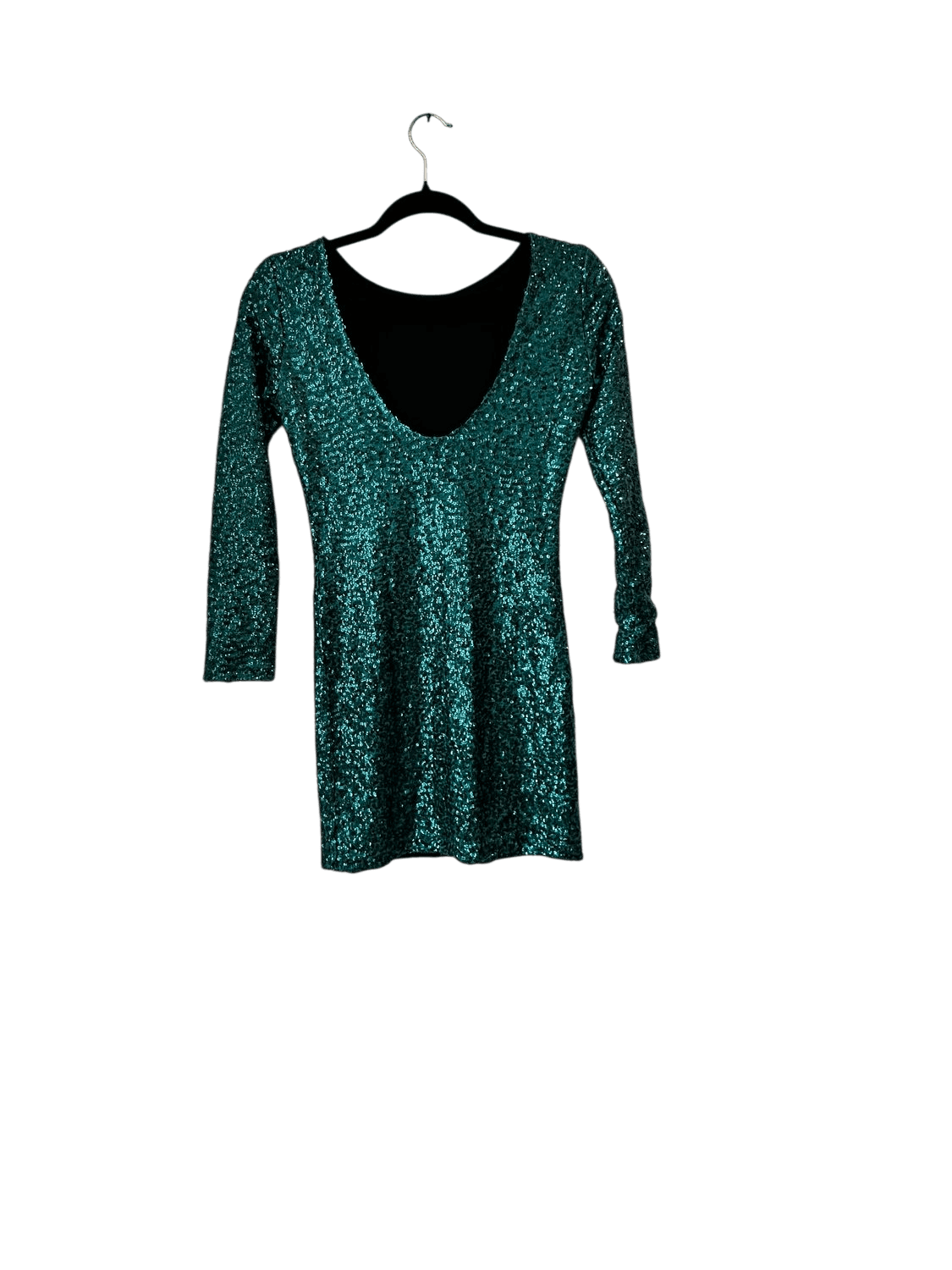 Vintage 90s Teal Sequin Bodycon Dress - Size XS 3