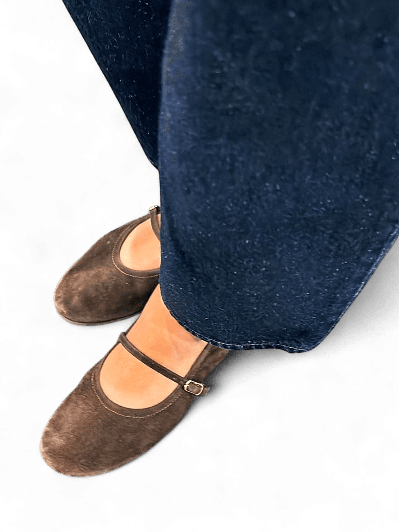 Brown Suede Mary Jane Flats with Ankle Strap 1