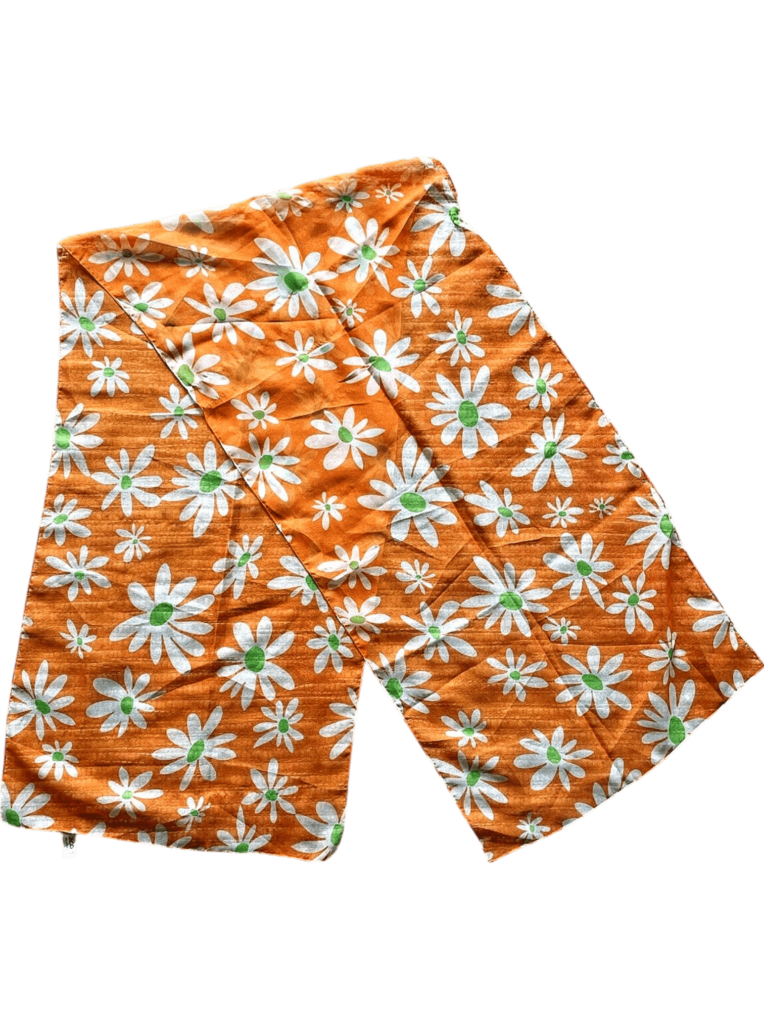 Jago Orange Floral Print Scarf - Retro Summer Accessory 4