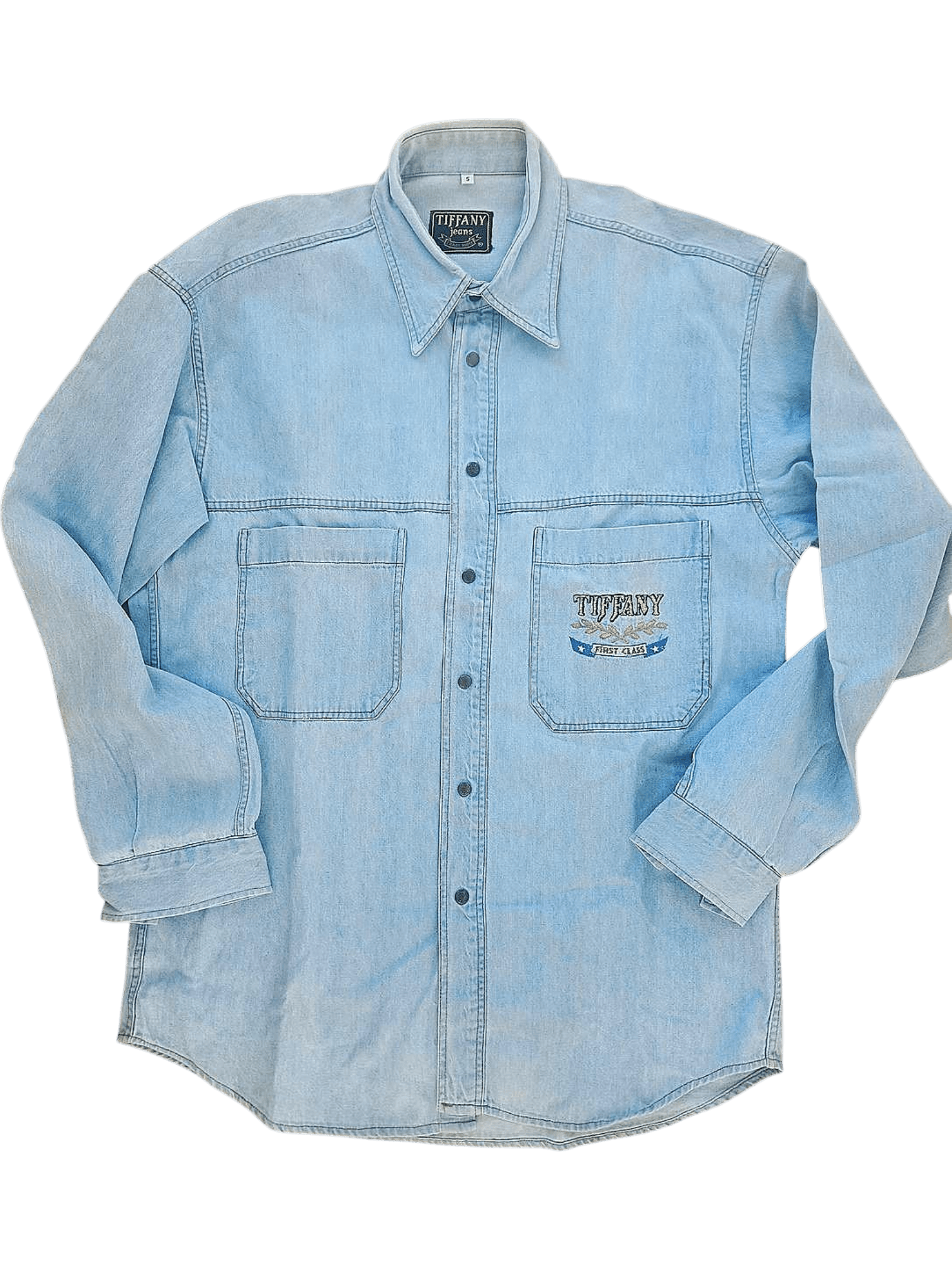 Tiffany Jeans Light Blue Denim Button-Down Shirt - Size S 1