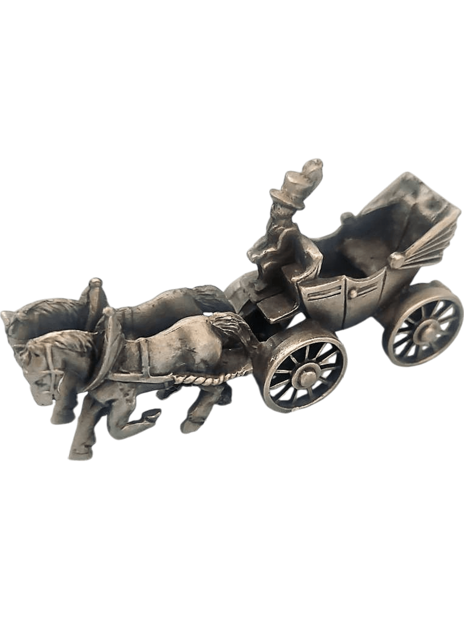 Vintage Miniature Horse-Drawn Carriage Figurine - Pewter Collectible 1