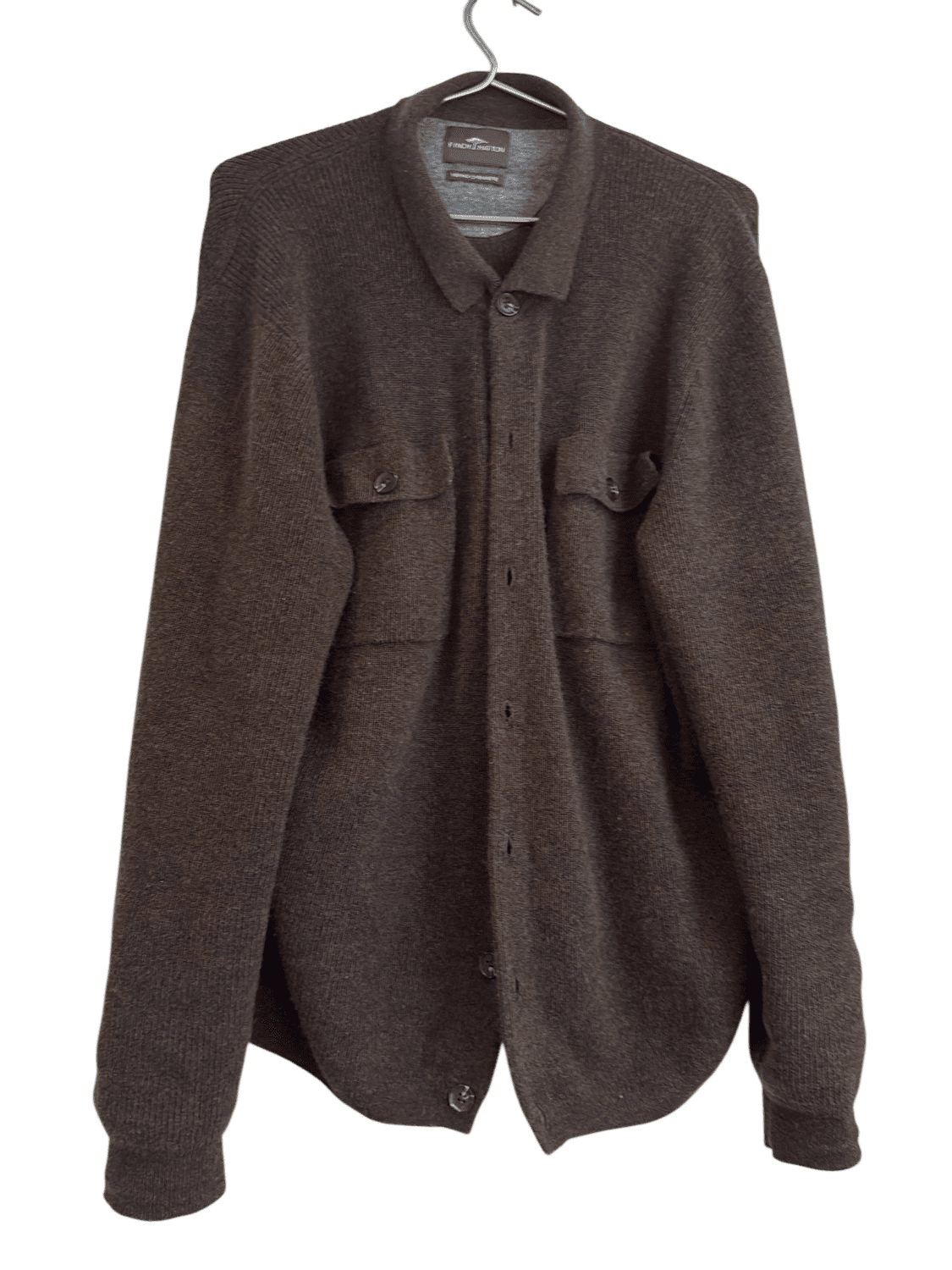 FYNCH HATTON Brown Merino Cashmere Button-Down Shirt 2