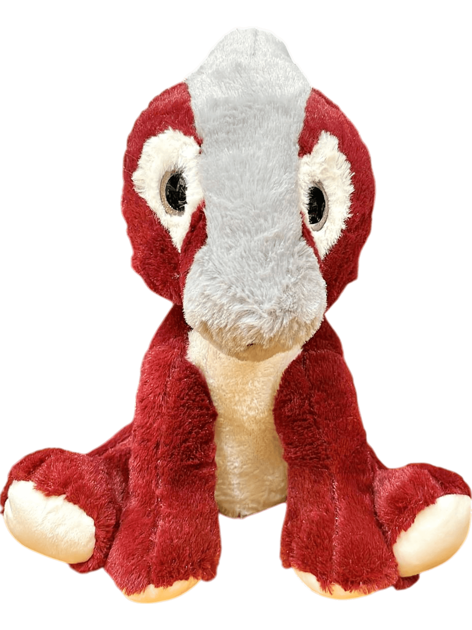 Niedliches Dinosaurier Plüschtier in Rot und Weiß 1