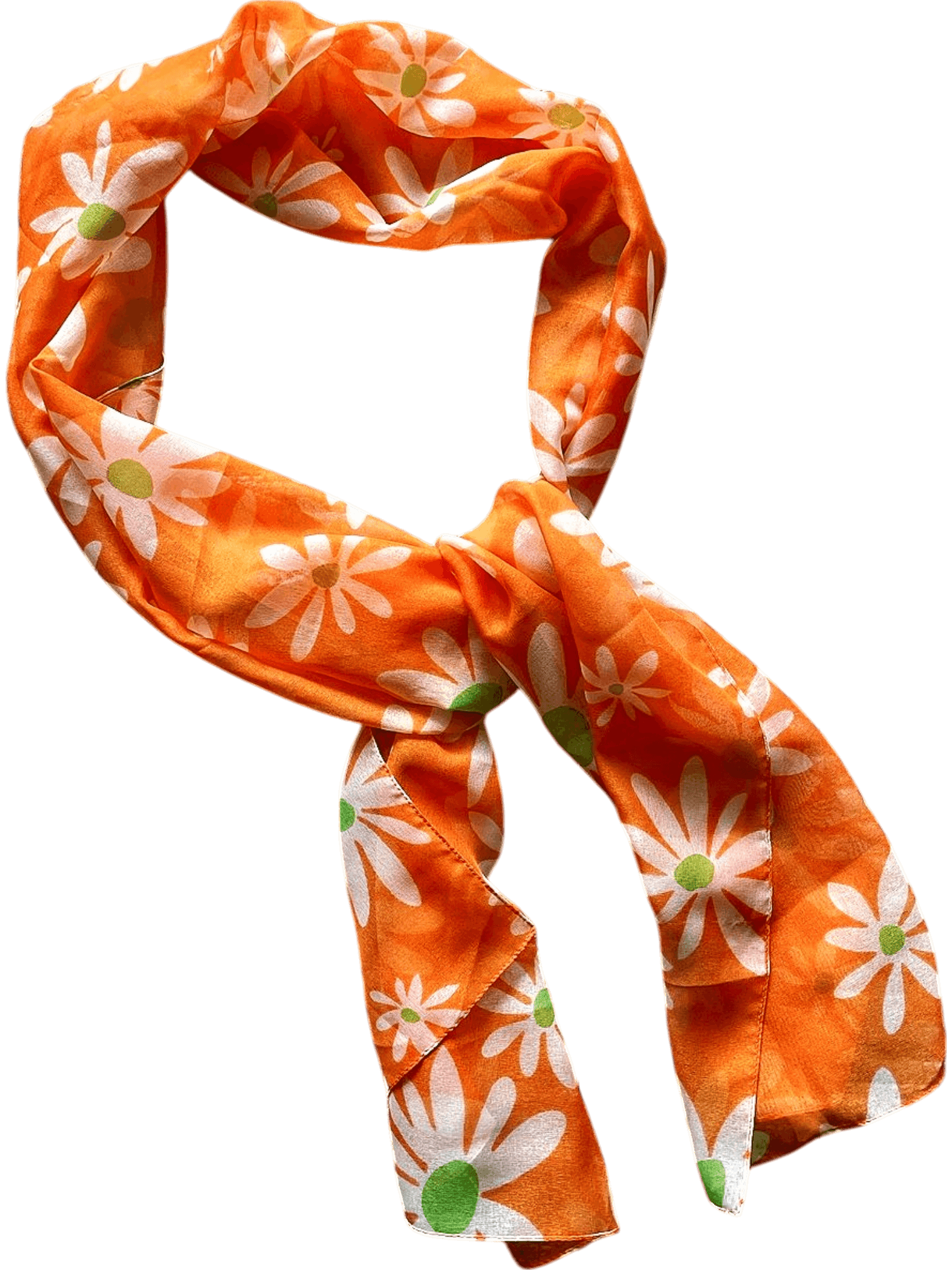 Jago Orange Floral Print Scarf - Retro Summer Accessory 2