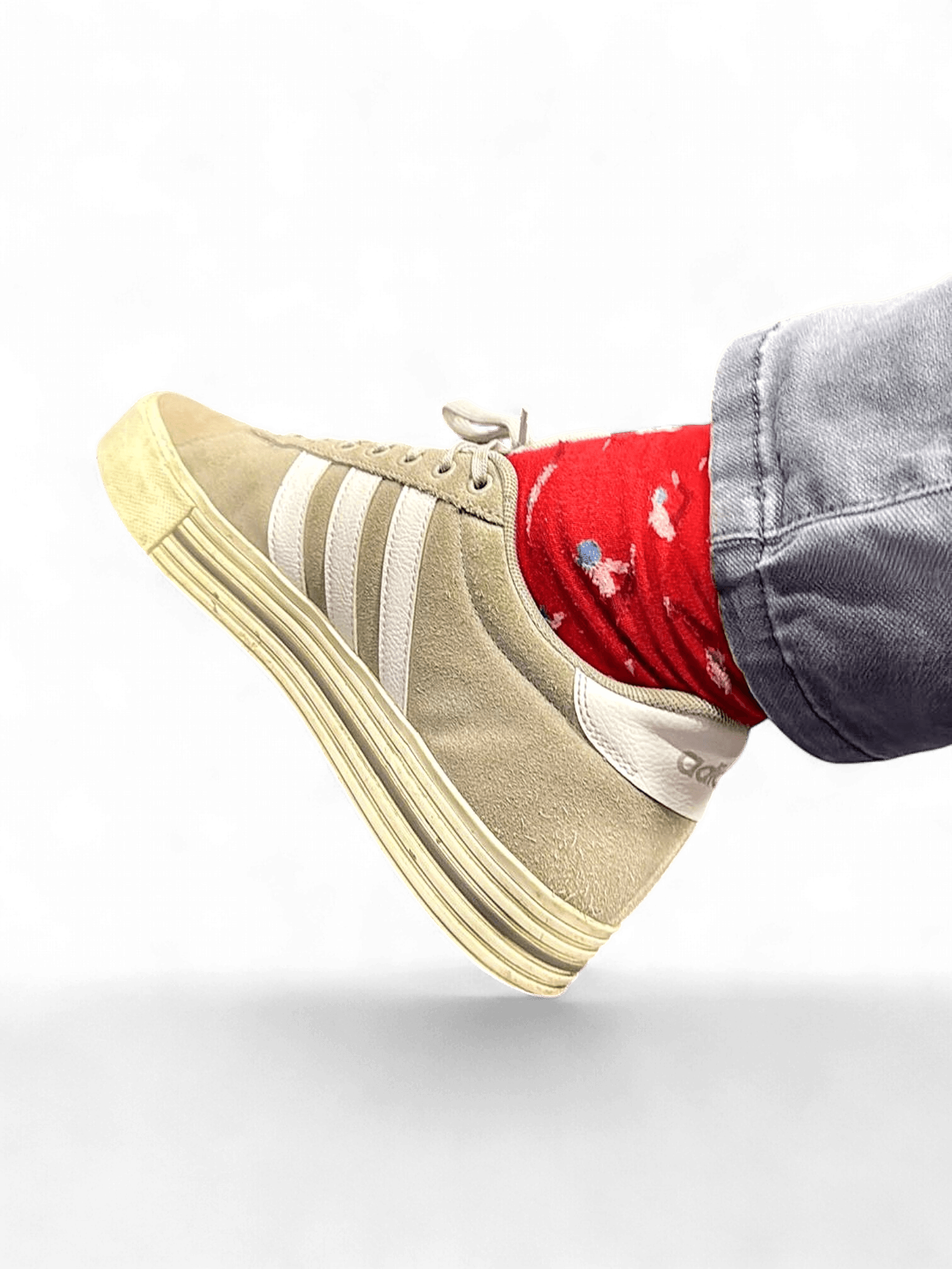 Adidas Grey Suede Sneakers with White Stripes 1