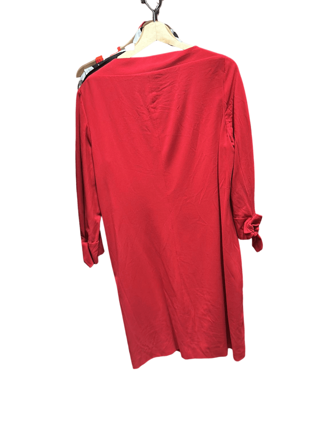 Red Shift Dress with 3/4 Sleeves - Boat Neck Design 4