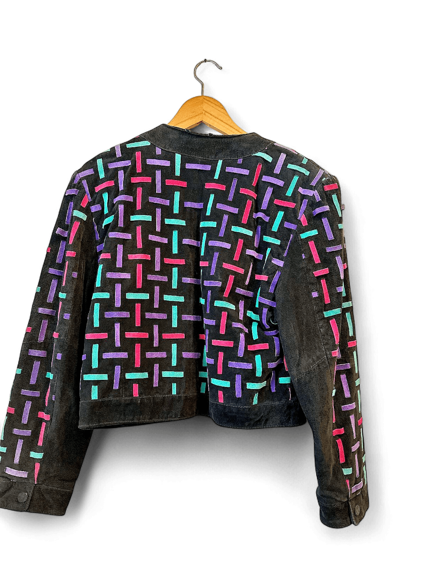 Vintage Colorful Suede Leather Jacket 2