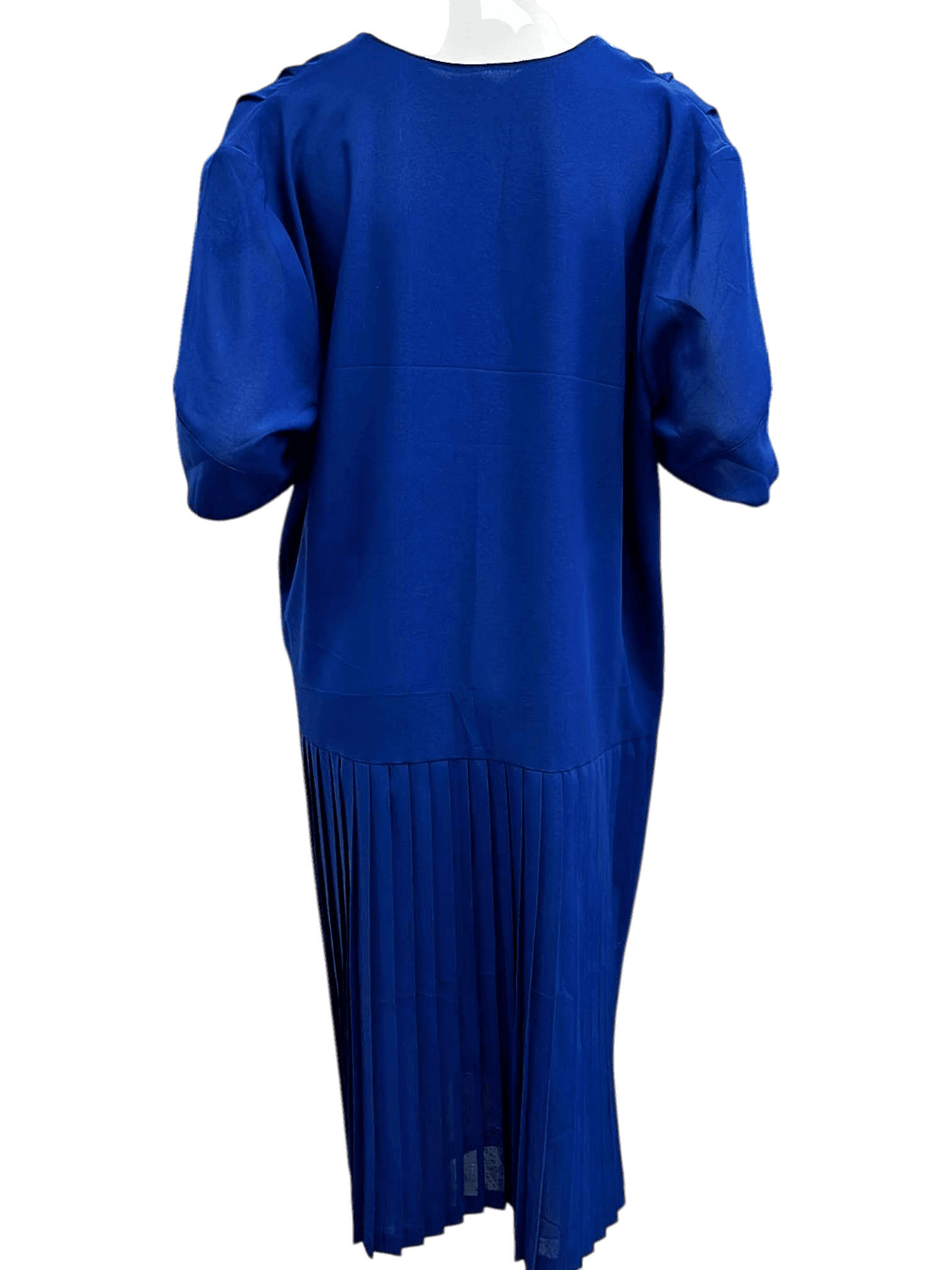 Elegantes Dunkelblaues Plissiertes Kleid mit Knopfleiste - Midi-Länge 2