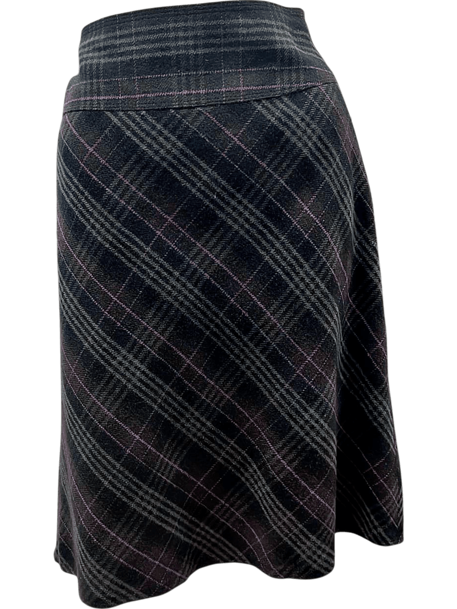 Biaggini Karo-Rock aus Wolle - Gr. 40 - Schwarz mit lila Akzenten 1