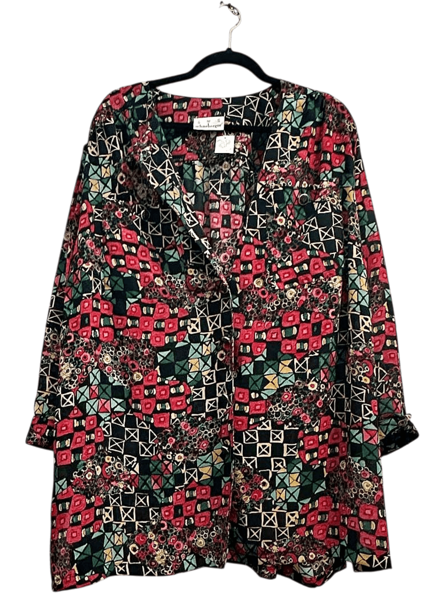 Vintage 80s Patterned Dress - Size 52 1