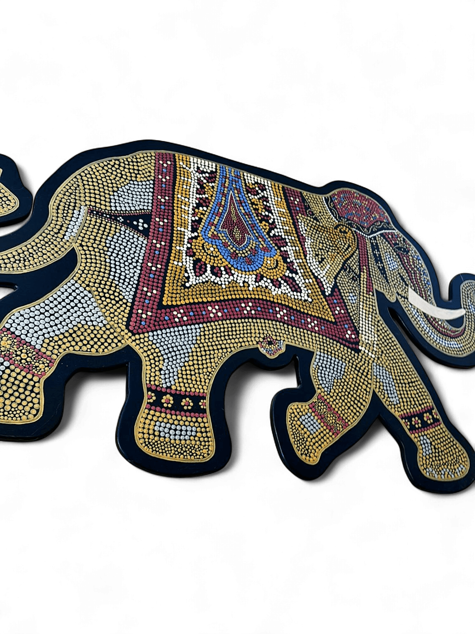 Decorative Beaded Elephant Wall Art - Colorful Mosaic Design 1