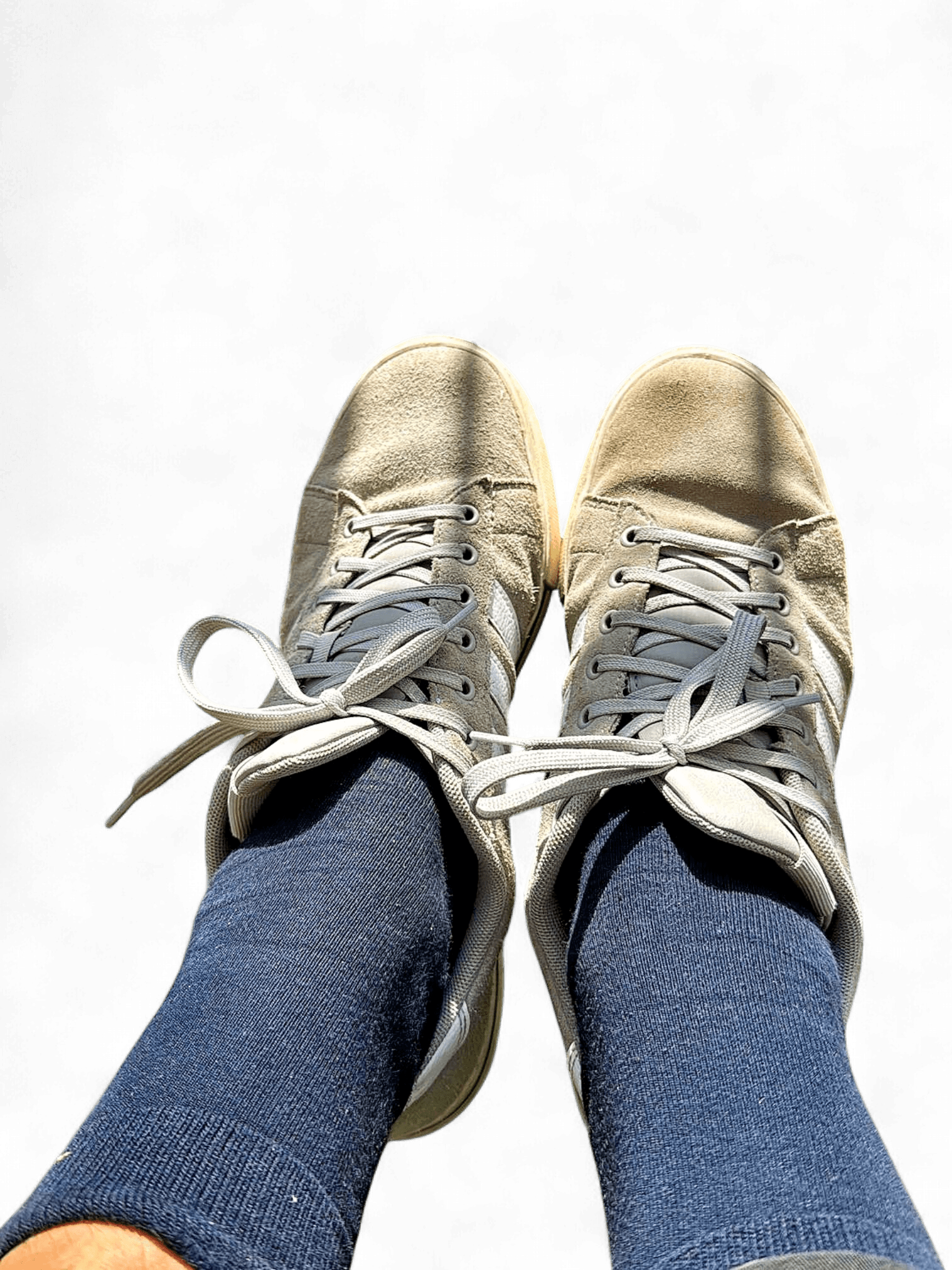 Grey Casual Suede Sneakers with White Stripes 1