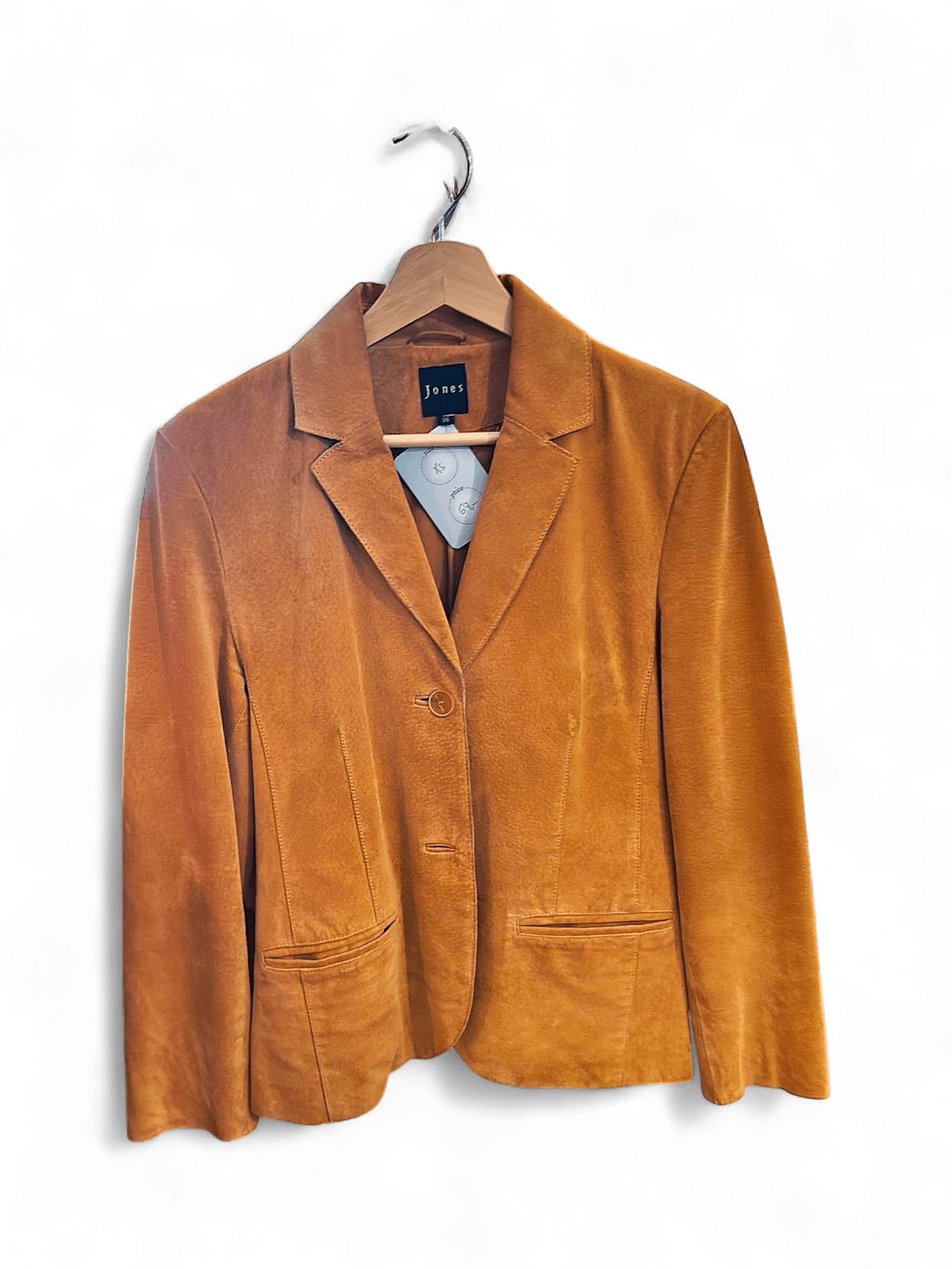Jones Camel Brown Leather Blazer Jacket - Size 36 2