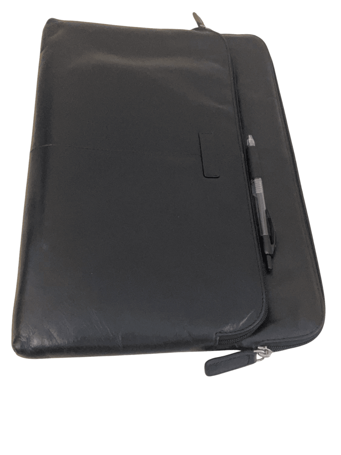 Knomo London Black Leather Laptop/Tablet Sleeve with Pen Holder
