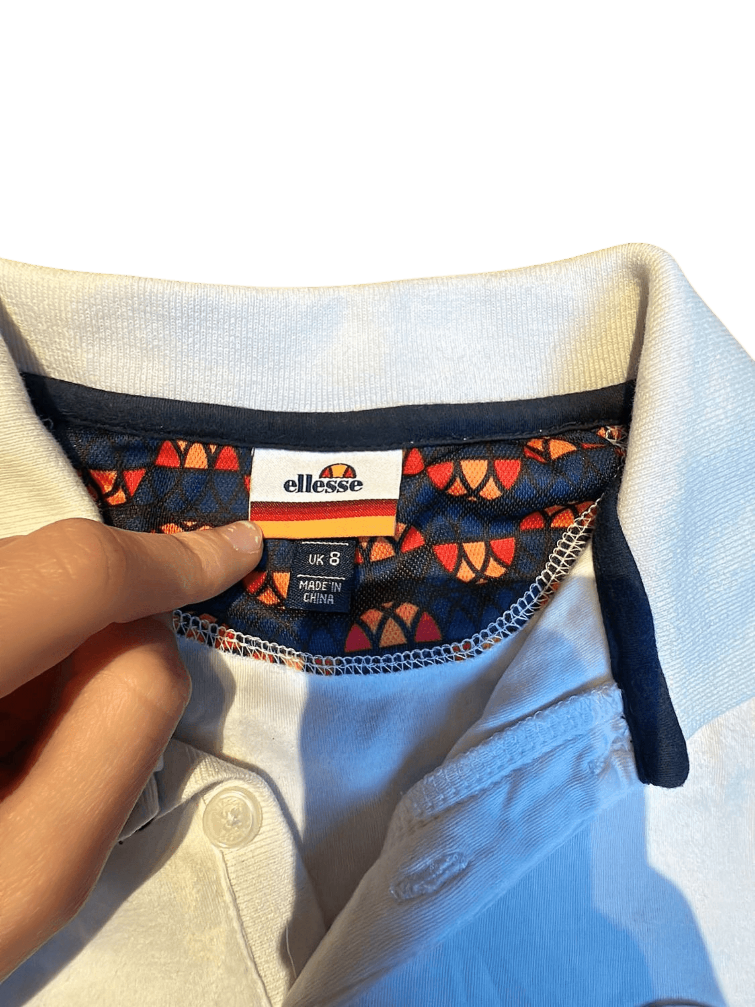 Ellesse Damen Crop Polo-Shirt - Weiß mit Navy Streifen - Größe UK 8/EU 36 3