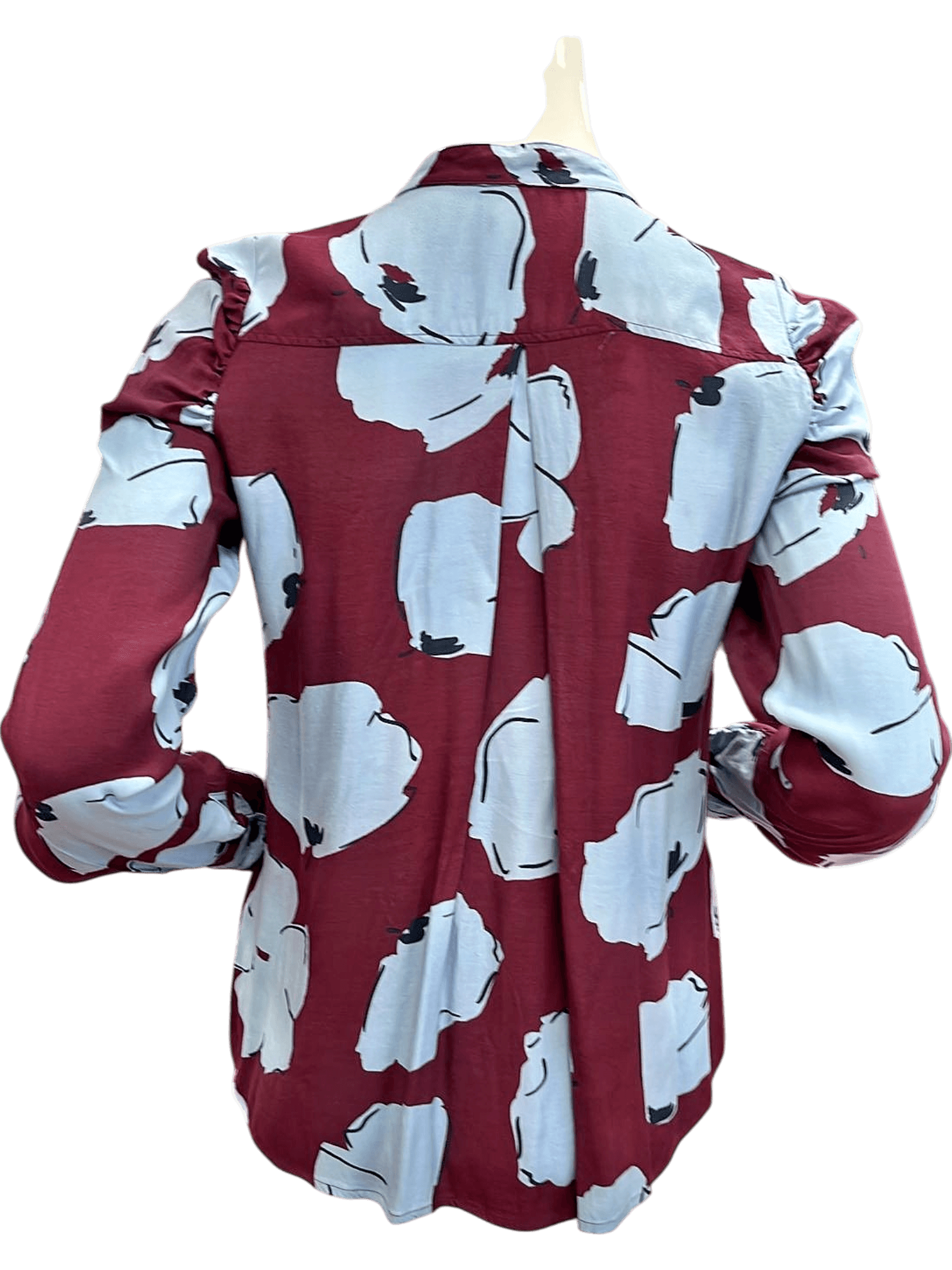 Damen Bluse mit Blumenmuster, Burgunder/Blau 2