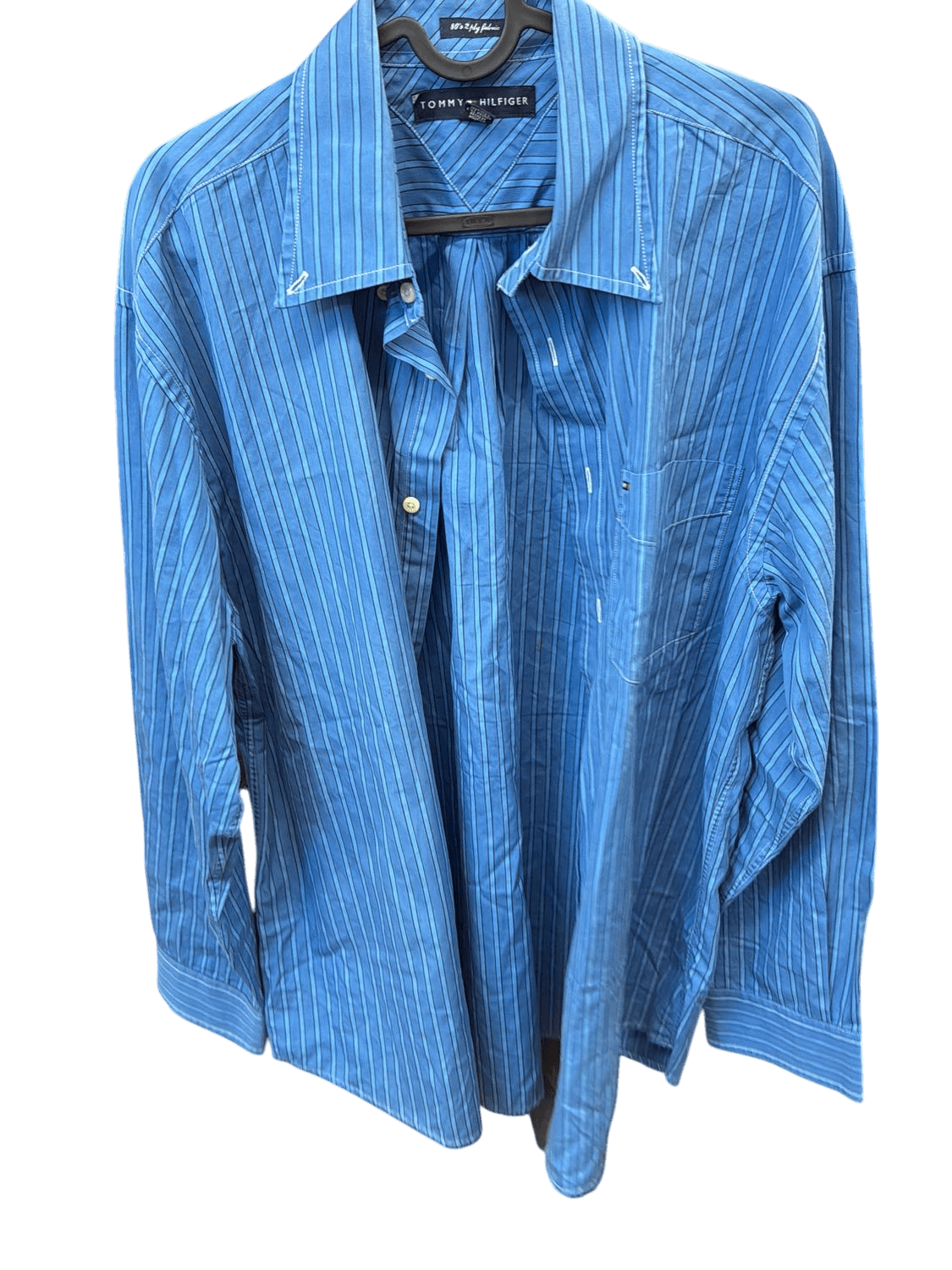 Tommy Hilfiger Blue Striped Button-Down Shirt - Size L/G 2
