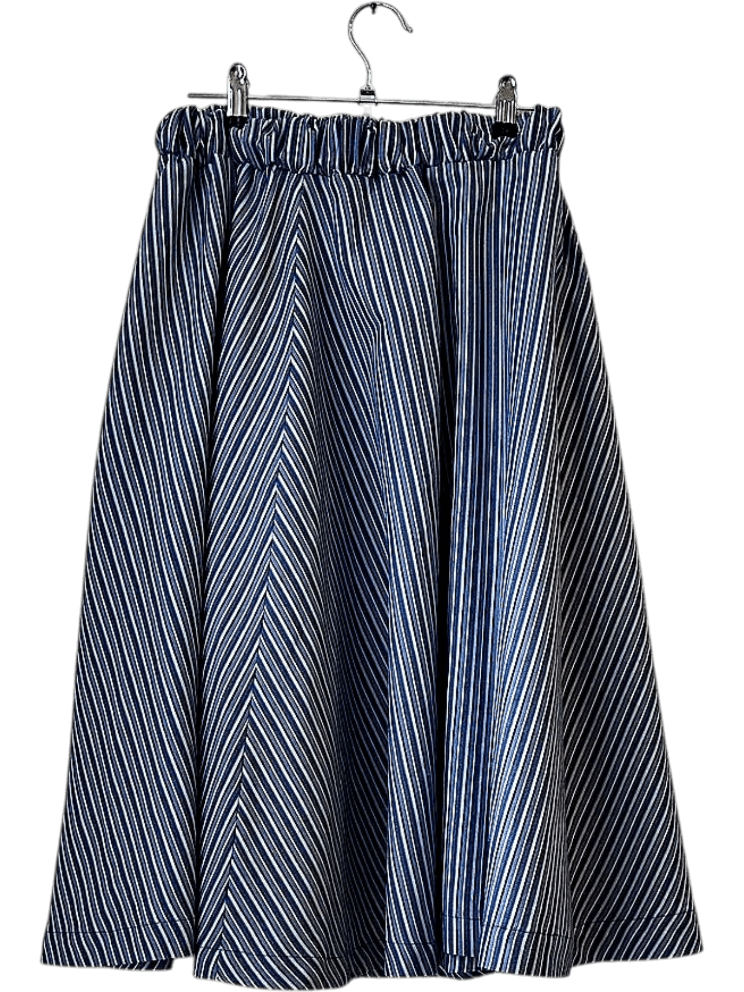 Maria Menzel Blue Striped Midi Skirt - Size S - Wool Blend 2