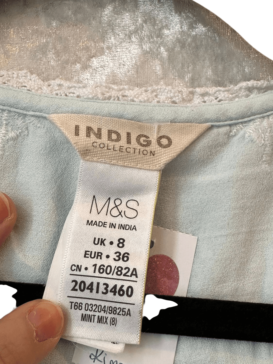 Marks & Spencer Embroidered Mint Blouse with Lace Trim - UK 8 4