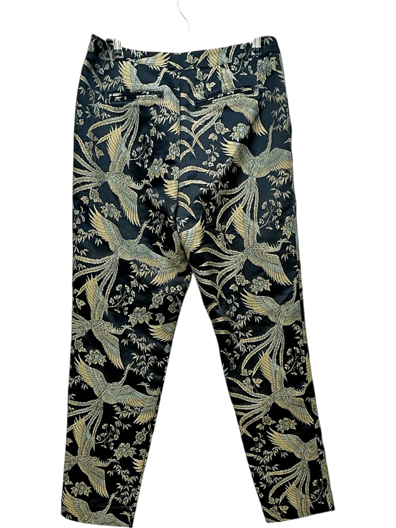 Scotch & Soda Black & Gold Bird Print Trousers - Size S 2
