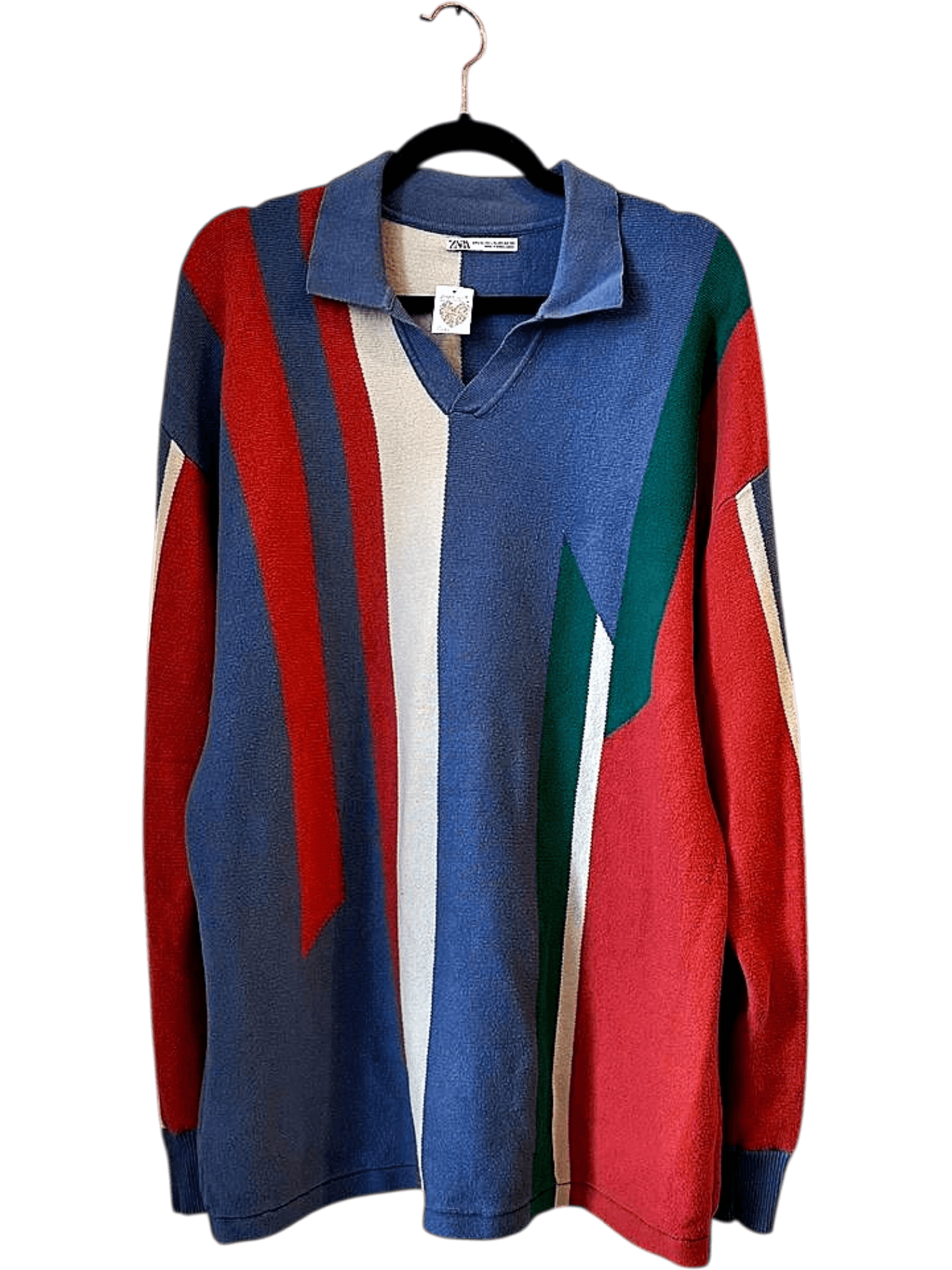 ZARA Colorblock Polo Shirt with Number 4 Detail - Size L-XL 2