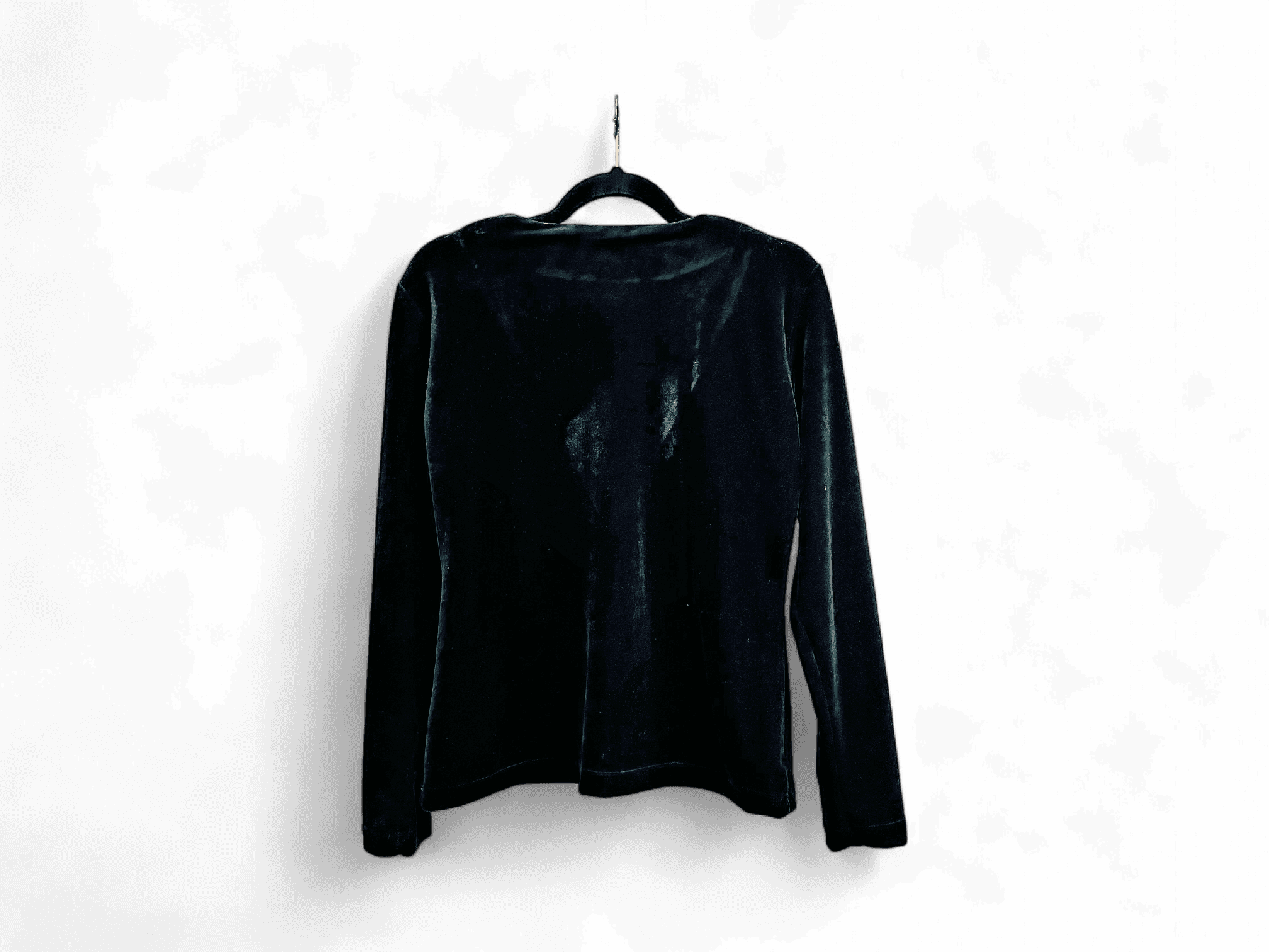 Vintage 80s Black Velvet Embellished V-neck Top 2