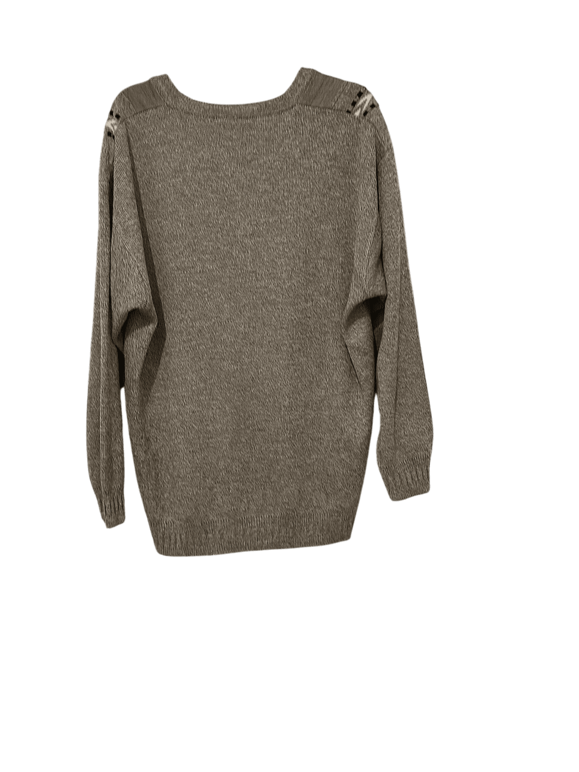 Vintage Fap Teks Grey Patterned V-Neck Sweater - 100% Acrylic 3