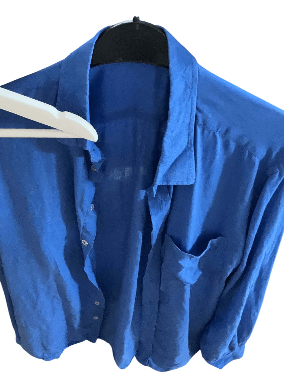 Blue Button-Down Shirt with Pocket - Used Condition 2