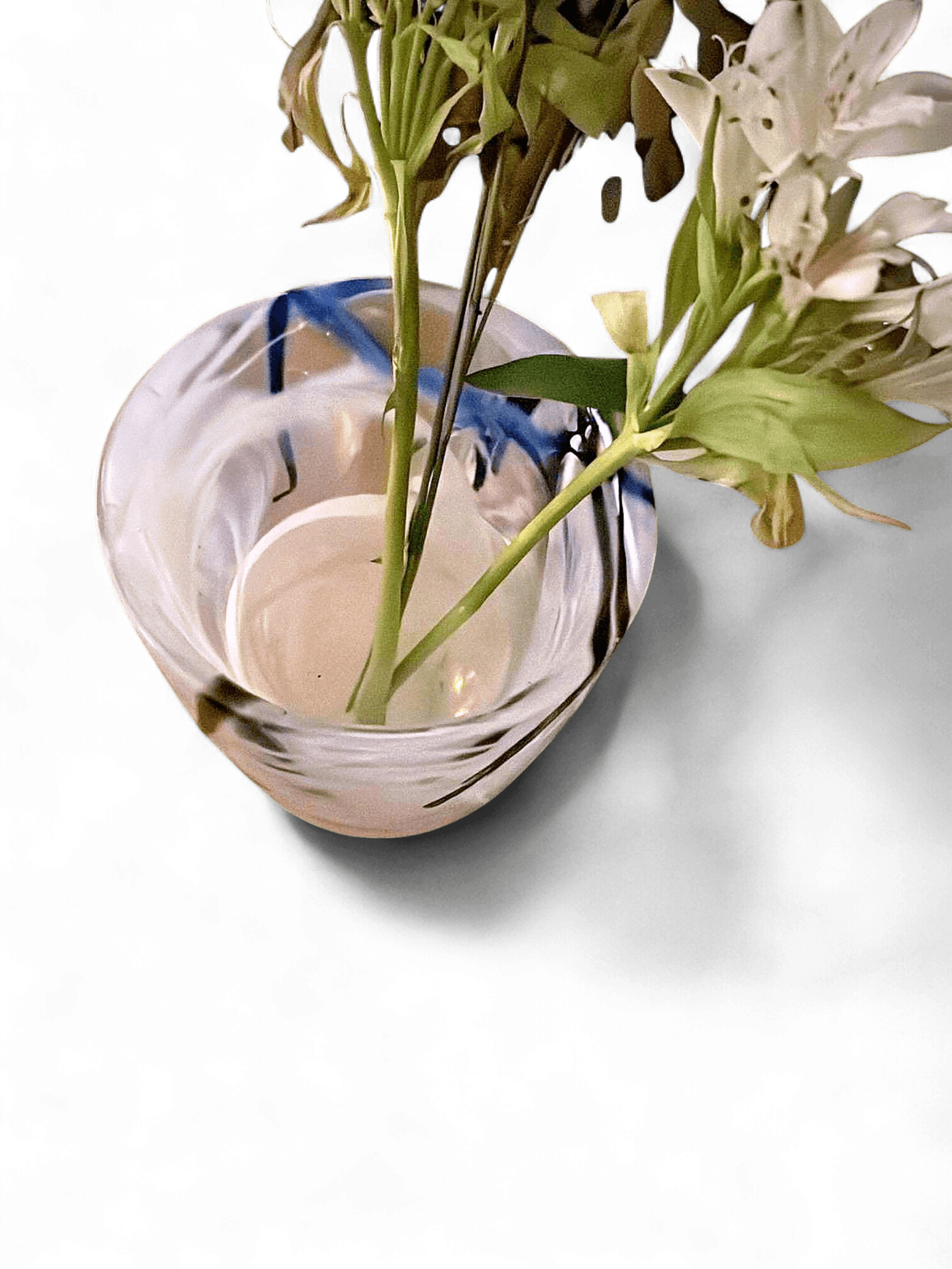 Orrefors Glass Vase with White Decorative Swirl 2