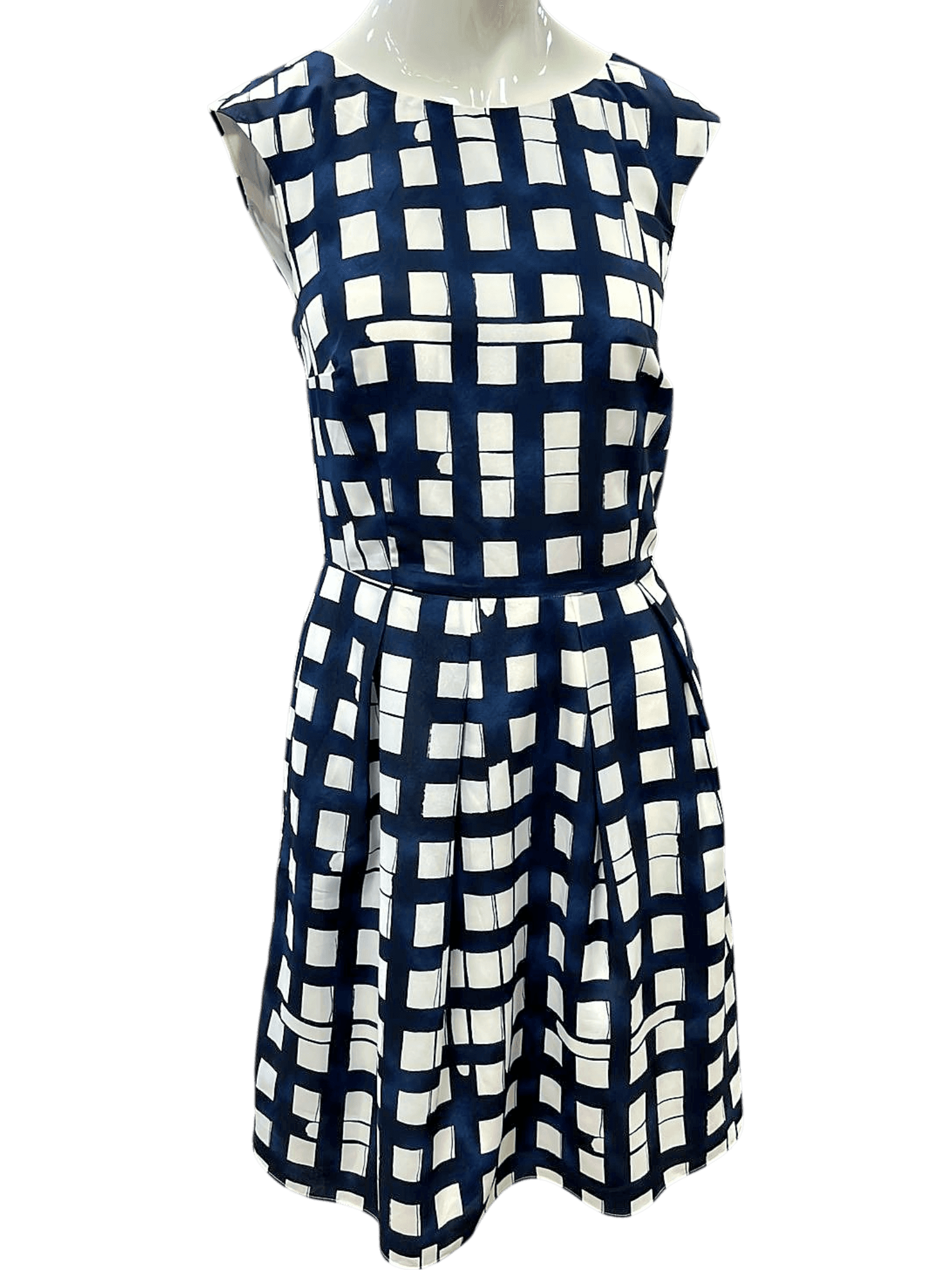 Jake*s Kariertes Sommerkleid in Navy/Weiß - Größe 34 1