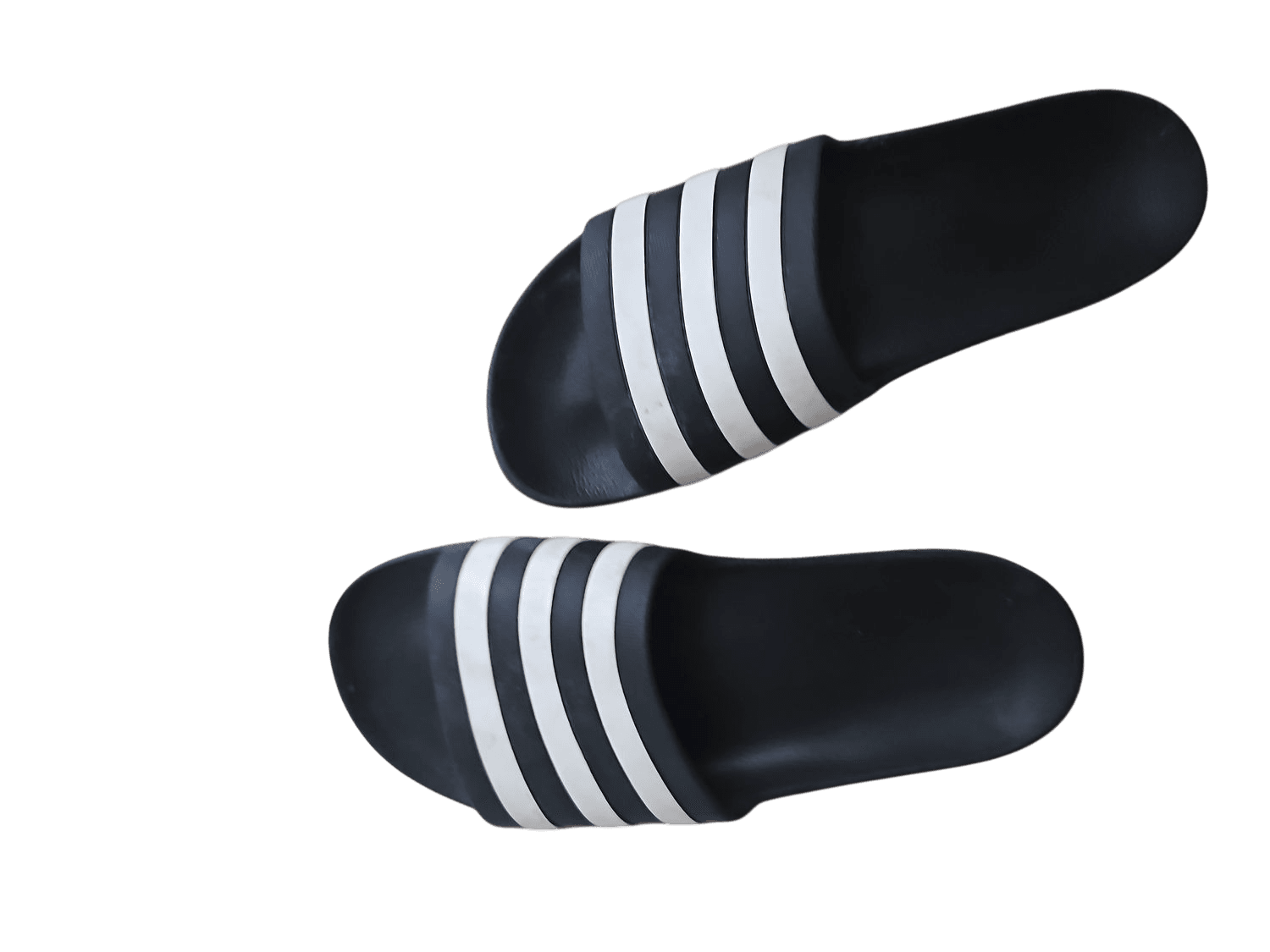 Adidas Black and White Striped Slides Sandals
