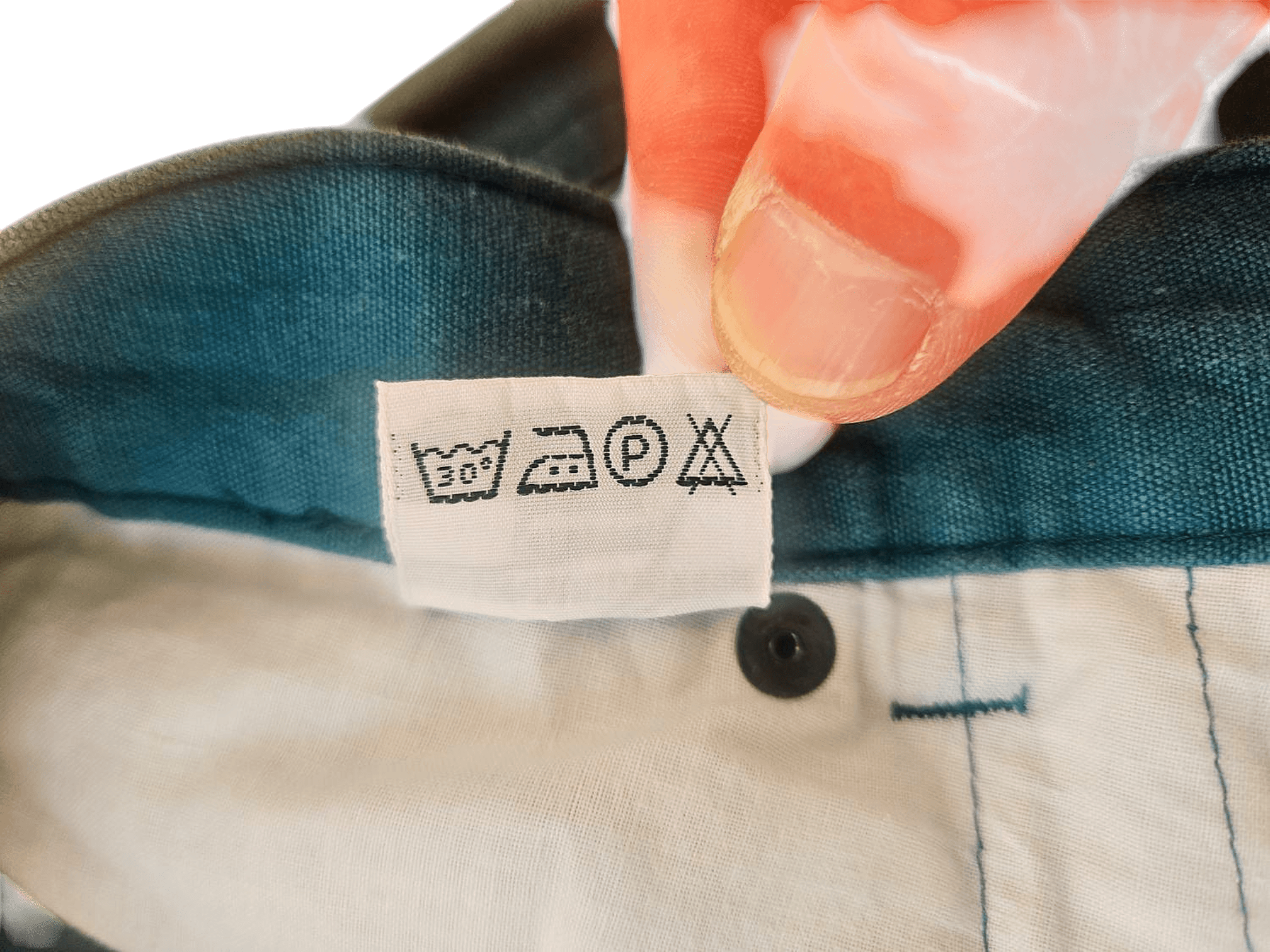 Men's Teal Blue Cotton Trousers with Brown Leather Belt 4