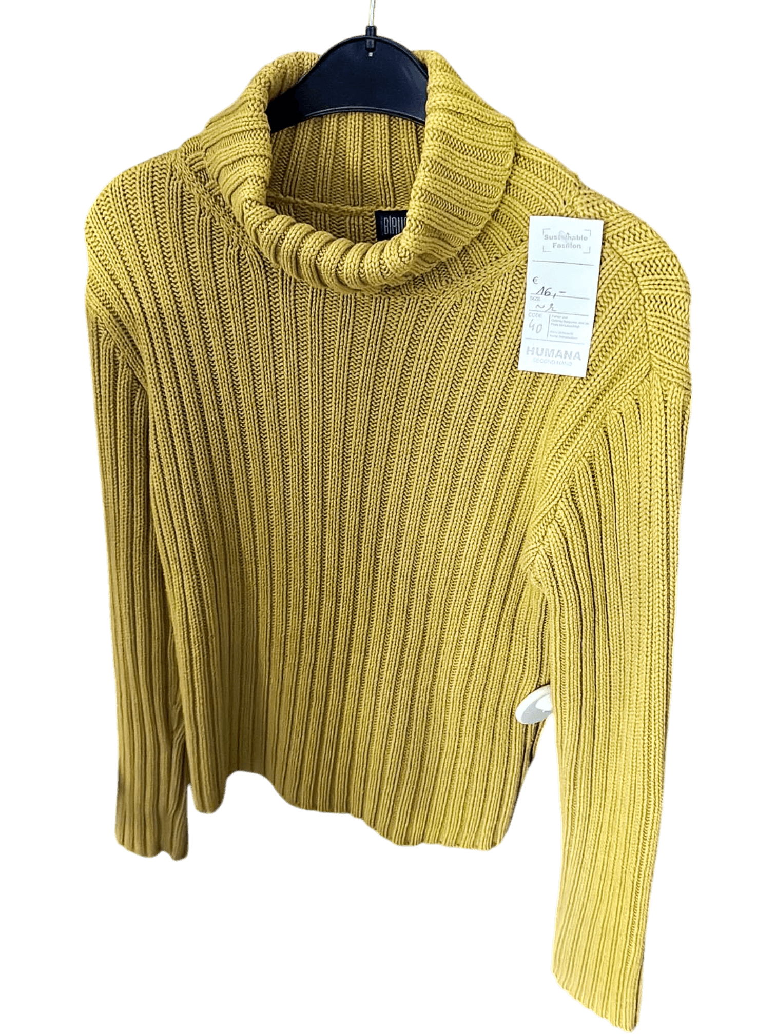 Blaumax Yellow Turtleneck Ribbed Sweater - Size 40-ish 1
