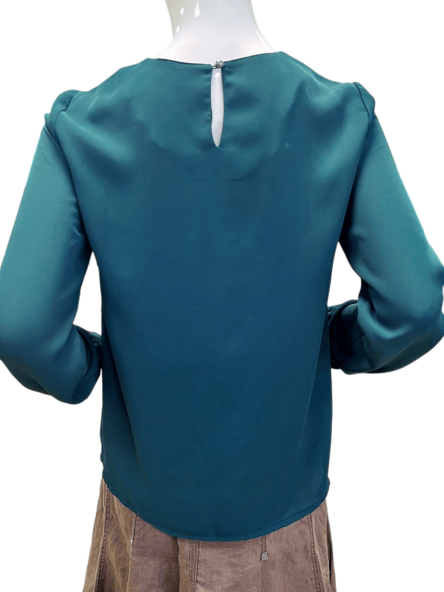 Sisely Elegante Dunkelgrüne Bluse mit Zierknöpfen 2