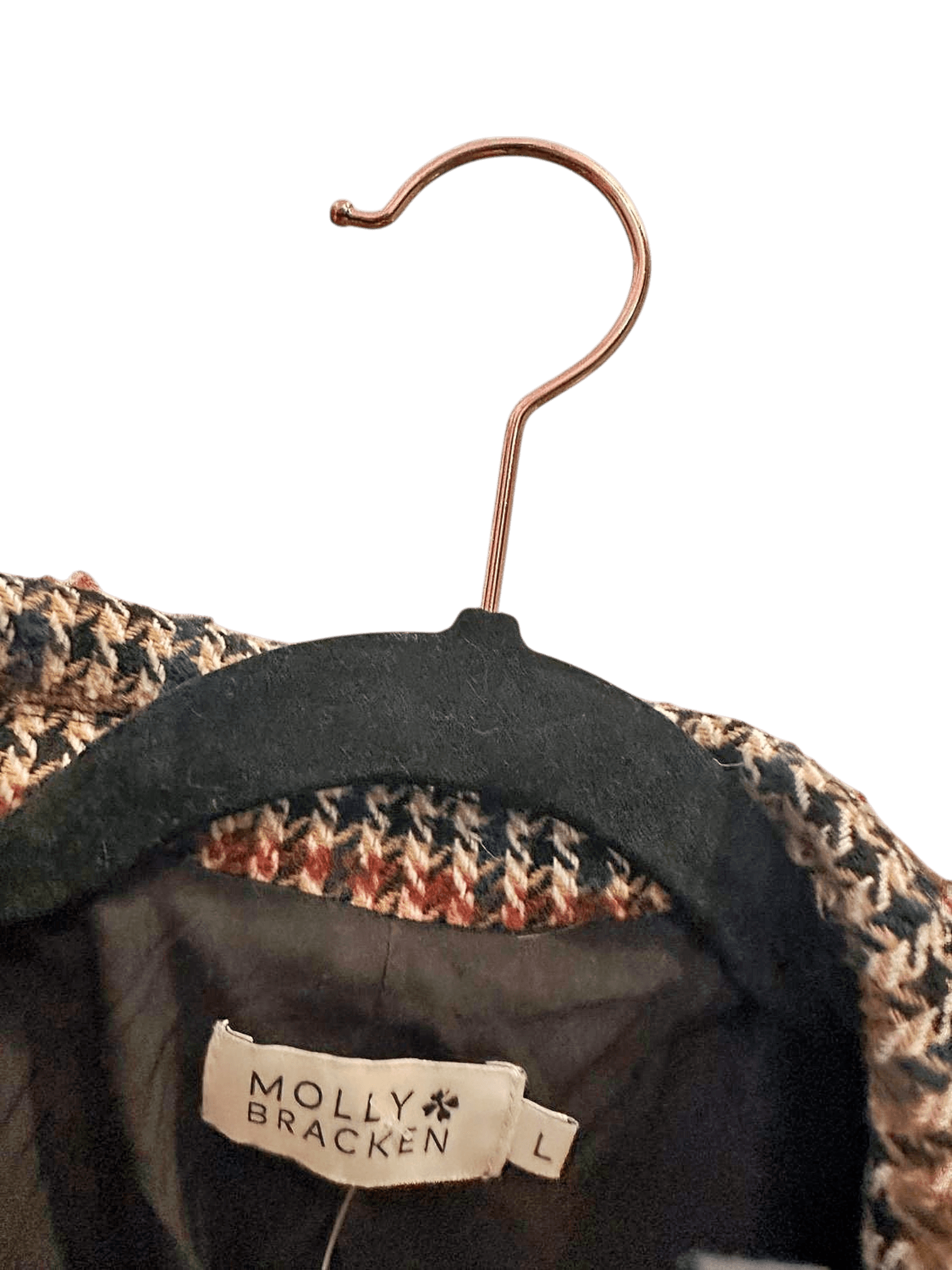 Molly Bracken Tweed Blazer - Houndstooth Pattern - Size L 3