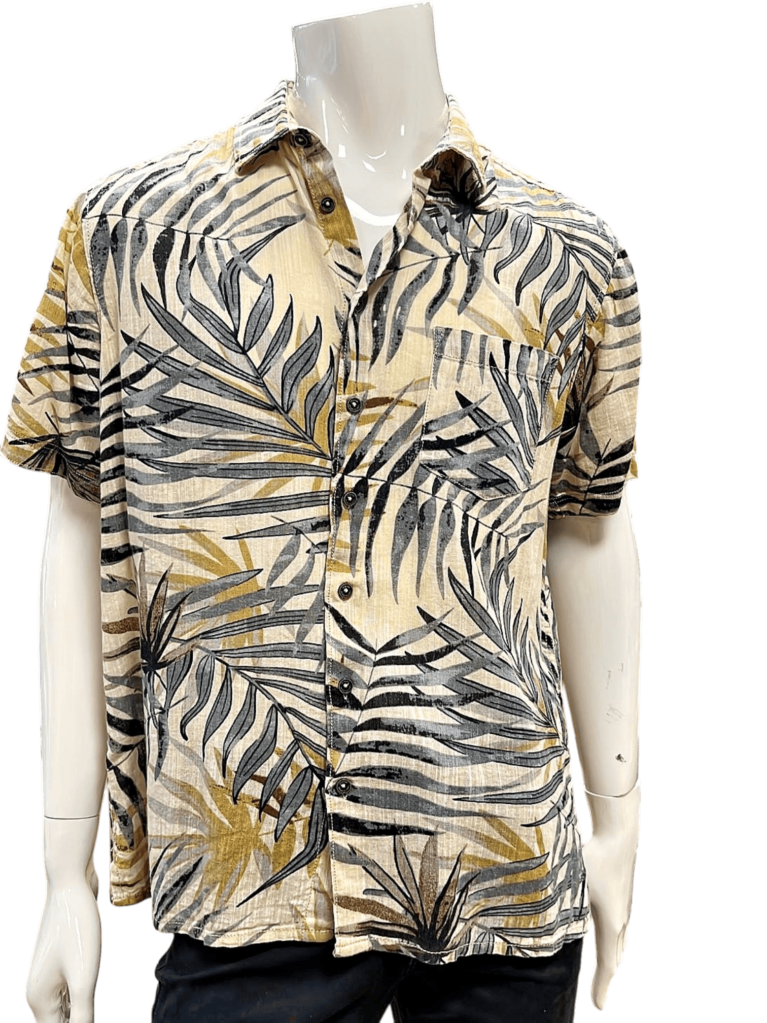 Herren Kurzarm-Hemd mit tropischem Palmenmuster - Freizeithemd 1