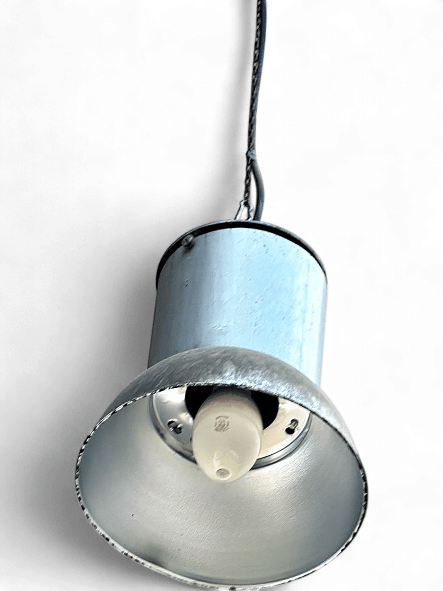 Vintage Industrial Silver Pendant Light - Hanging Ceiling Lamp 2
