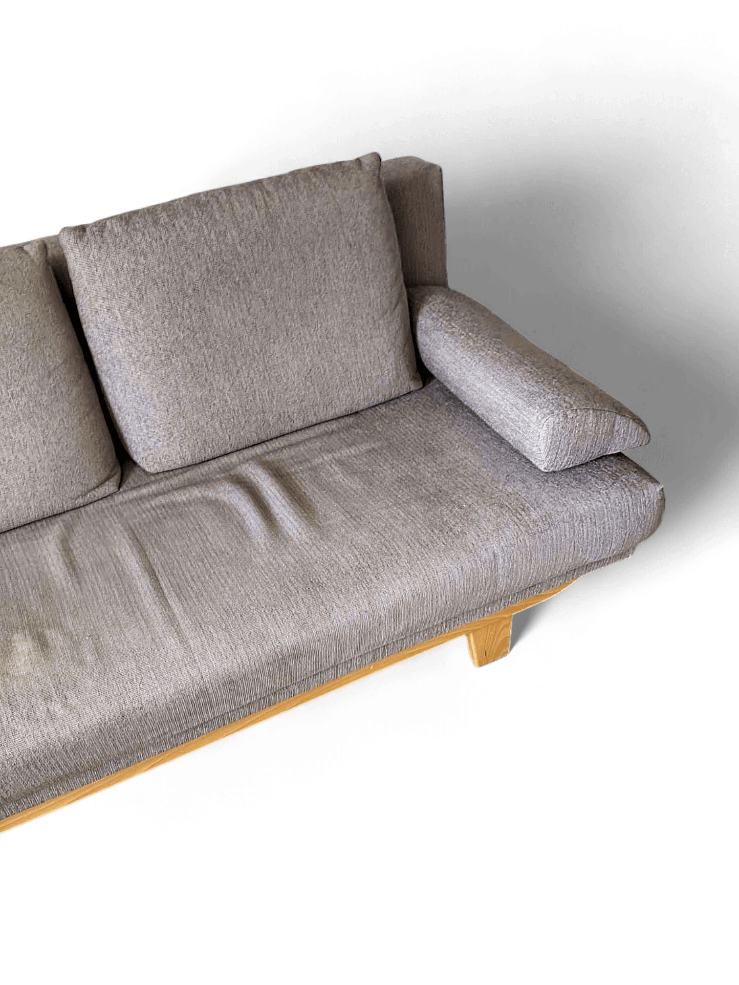 Modern Brown Fabric Sofa with Wooden Base 3