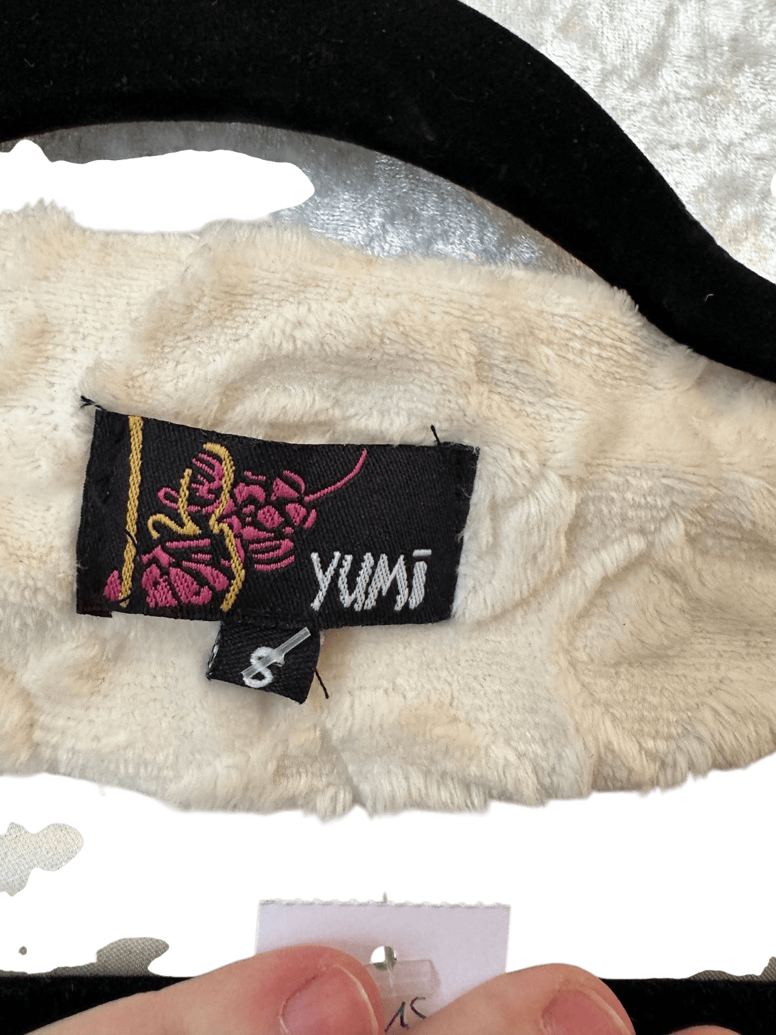 YUMI Cream Rose Pattern Faux Fur Cropped Jacket - Size 8 4