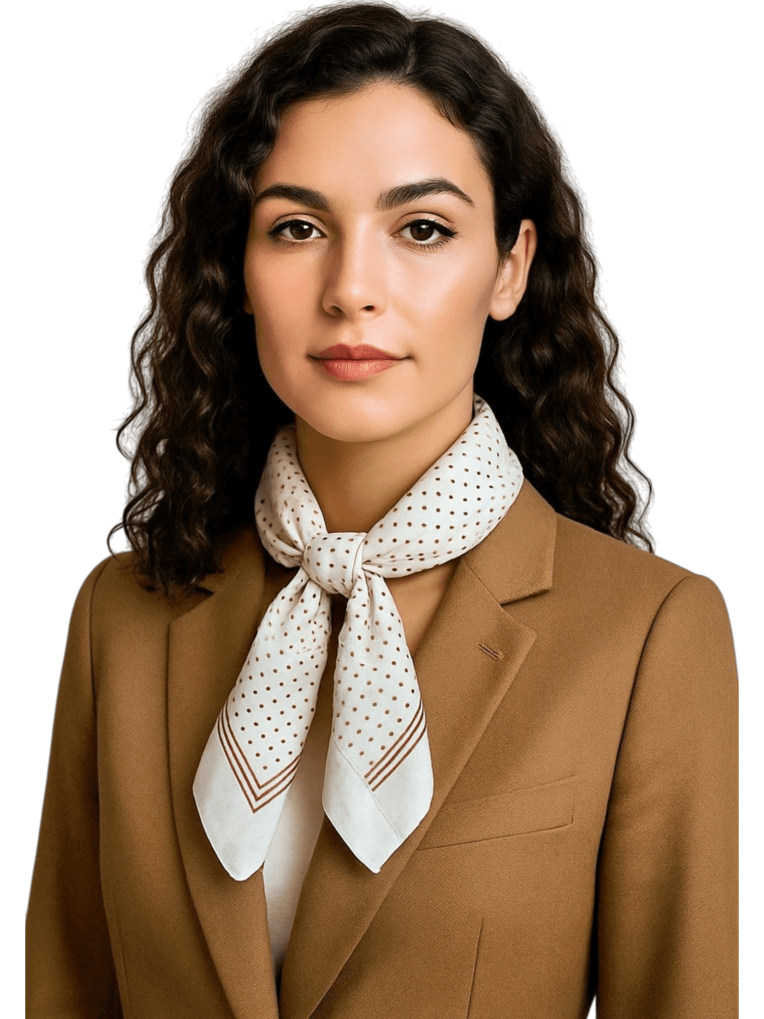 Elegant Polka Dot Silk Scarf - Classic White and Red 1