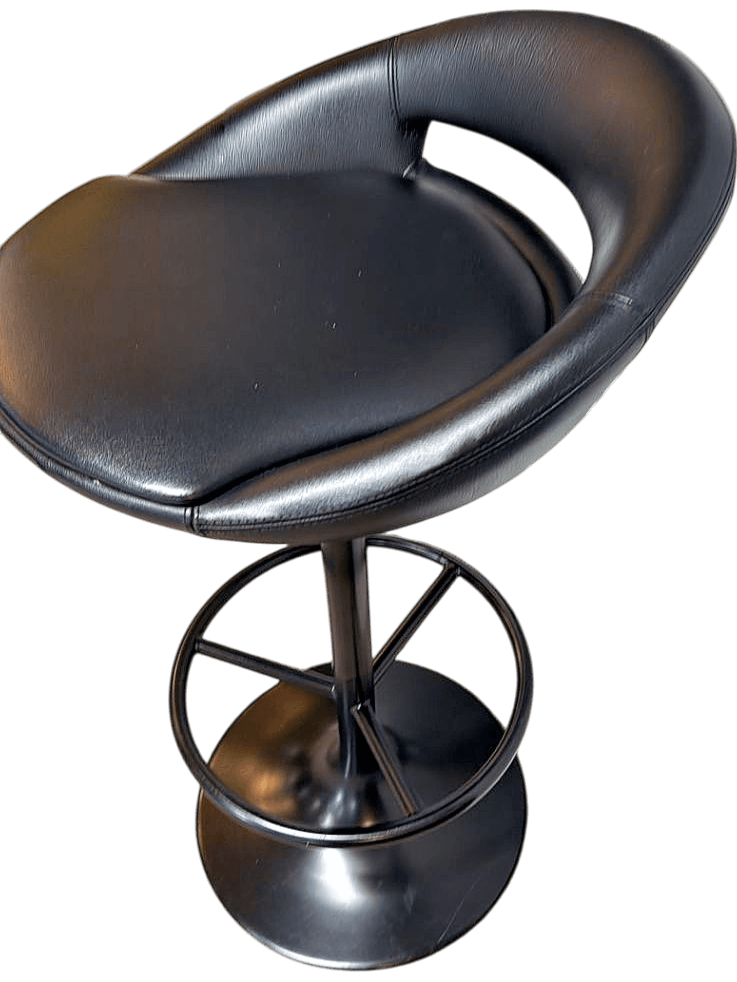 Black Modern Bar Stool with Circular Backrest 2