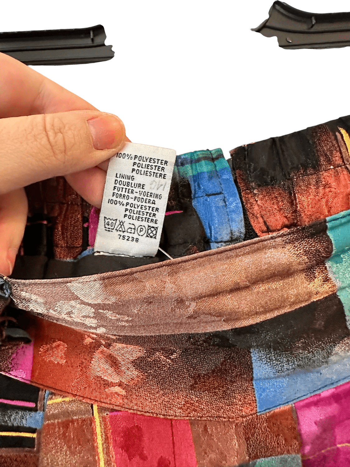 Vintage 80s C&A Geometric Print Pleated Midi Skirt - Size 42 6