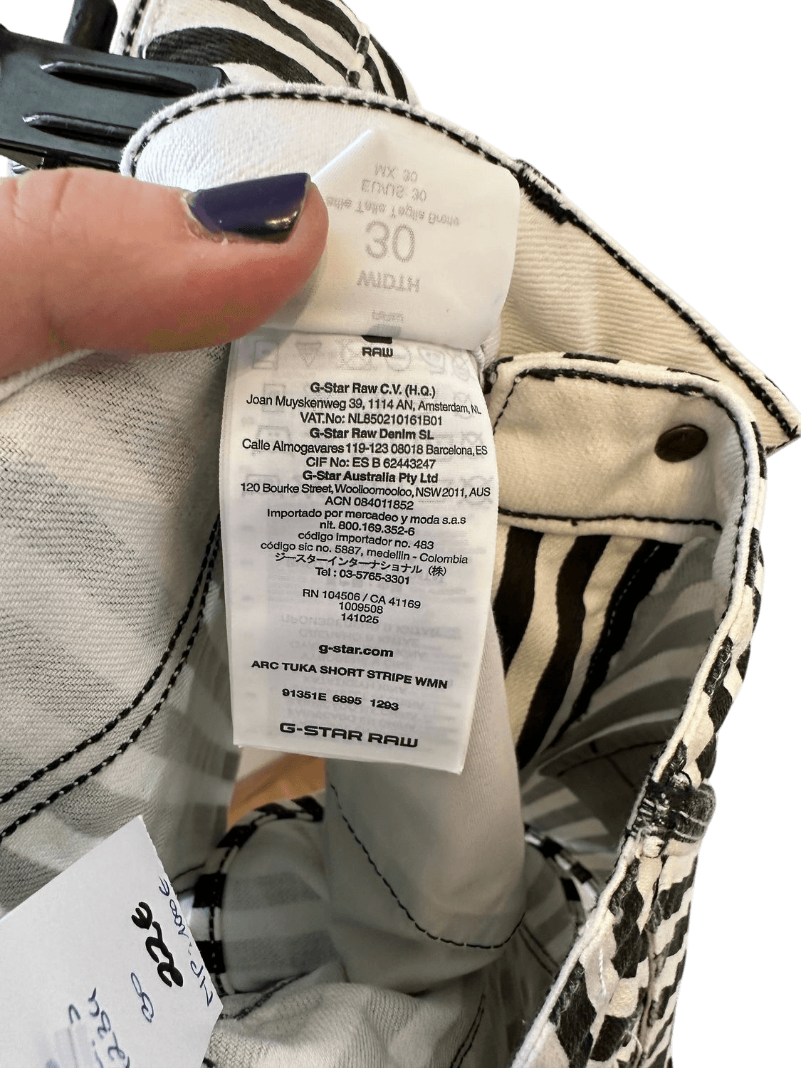 G-Star RAW Arc Tuka Streifen-Shorts - Größe 30 5