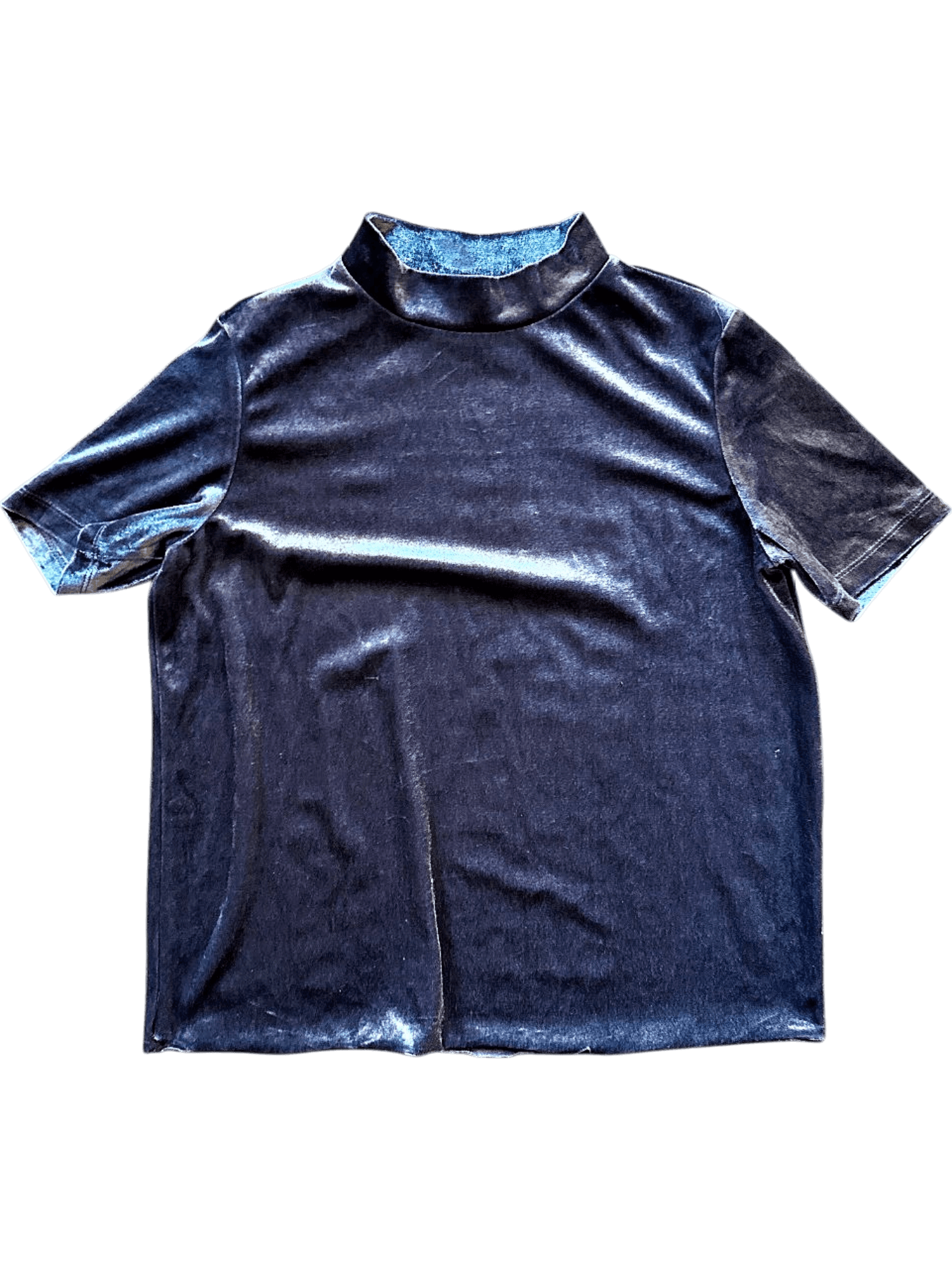 Zara Trafaluc Dark Blue Velvet Turtleneck Top - Size 25 1