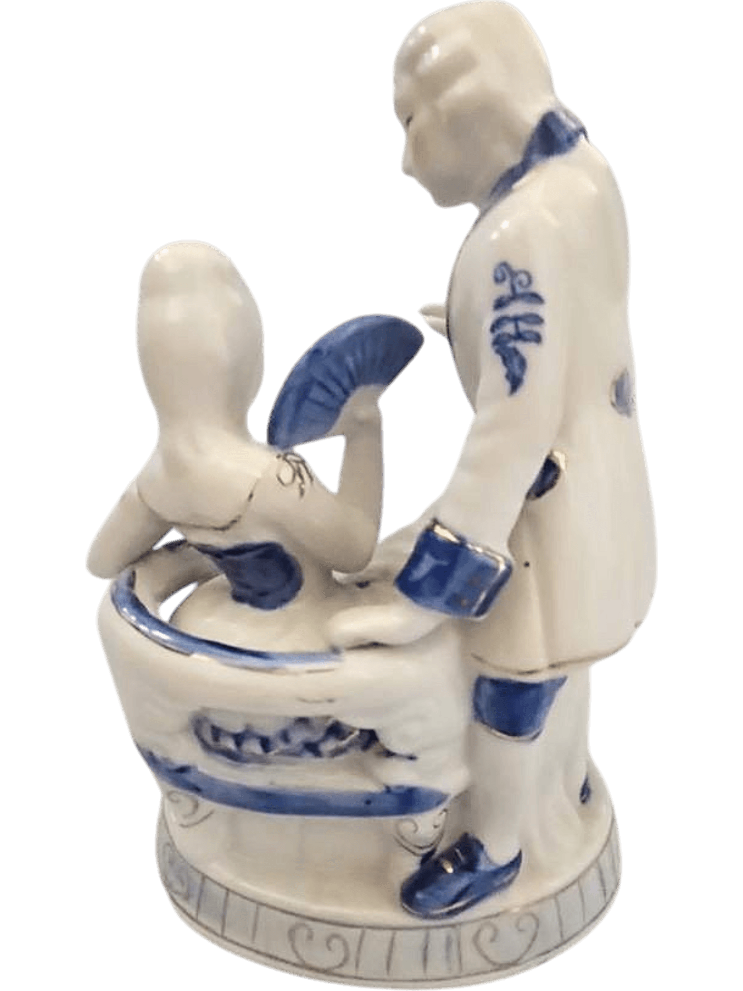 Vintage Blue and White Porcelain Figurine - Couple in 18th Century Attire 4