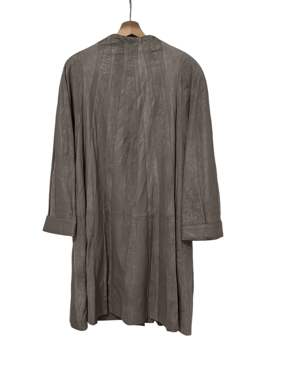 100% Real Leather Grey Trench Coat - EU Made 3