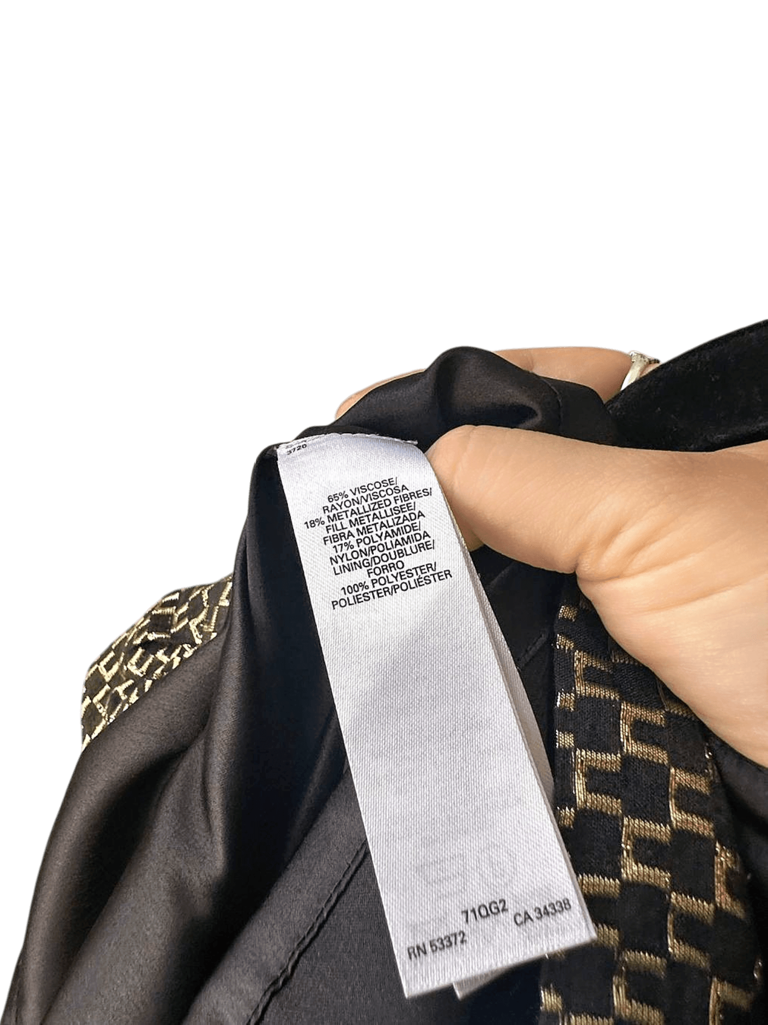 French Connection Black & Gold Pattern Sheath Dress - Size 12 4